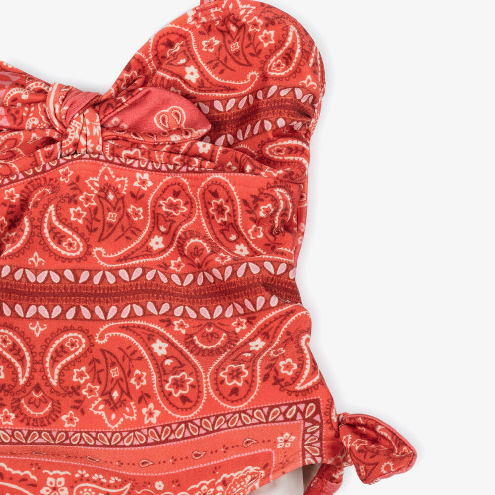 Zimmermann-Girls Red Bandana Print Swimsuit | Childrensalon
