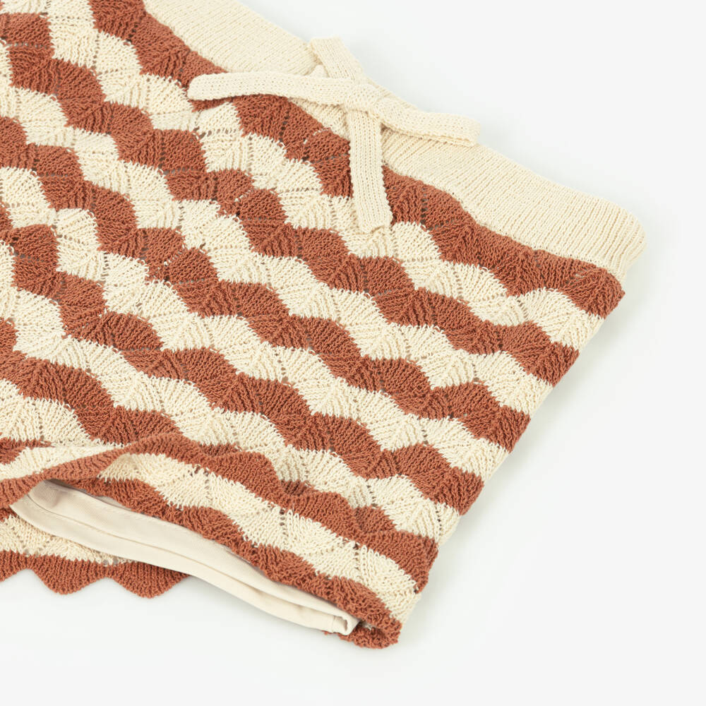 Zimmermann-Girls Tan & Beige Crochet Shorts | Childrensalon