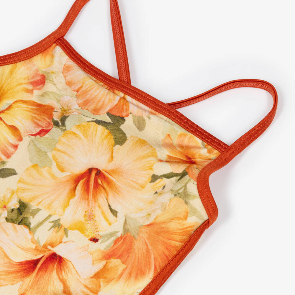 Zimmermann-Girls Yellow Hibiscus Print Swimsuit | Childrensalon