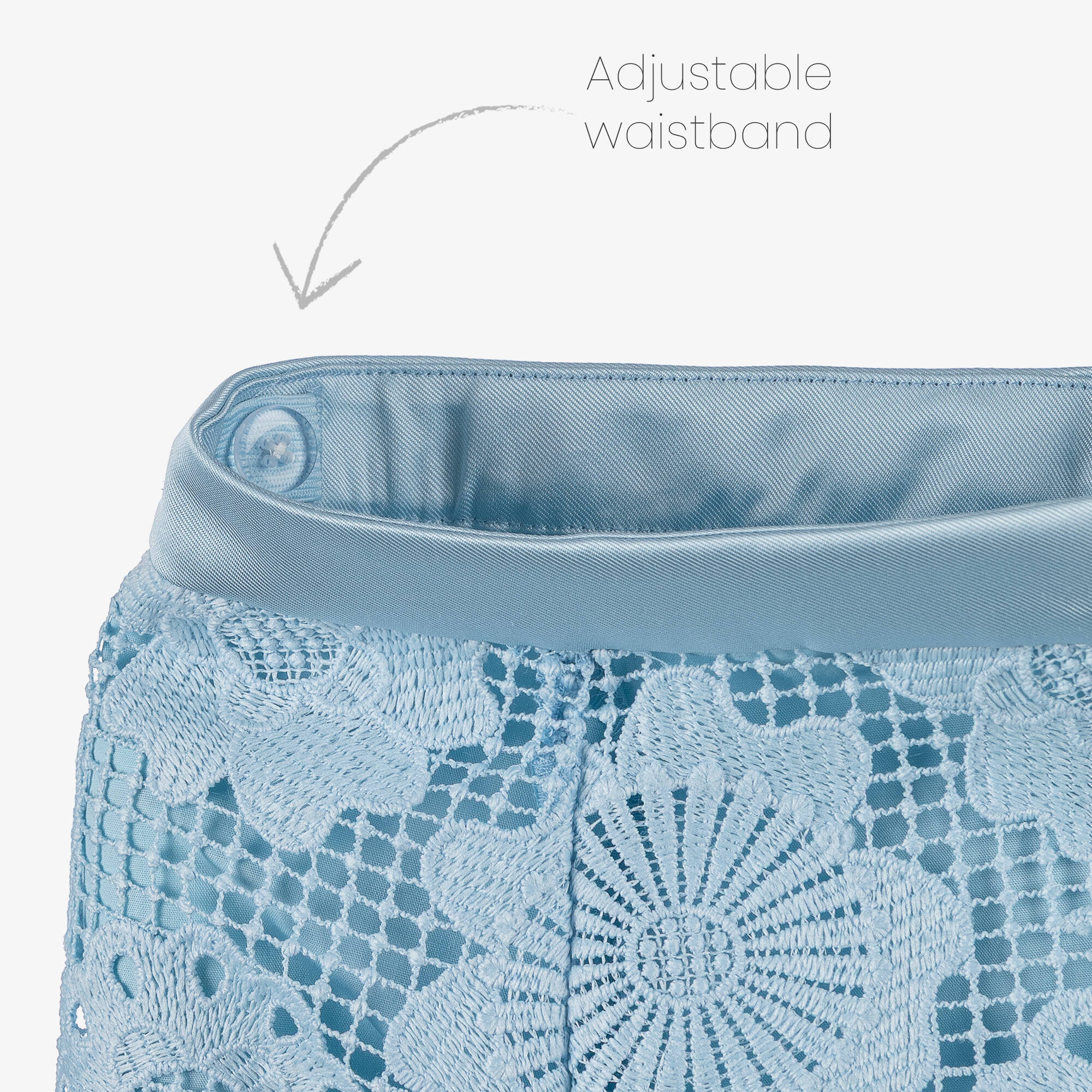 Abel & Lula - Girls Blue Satin & Lace Trouser Set | Childrensalon