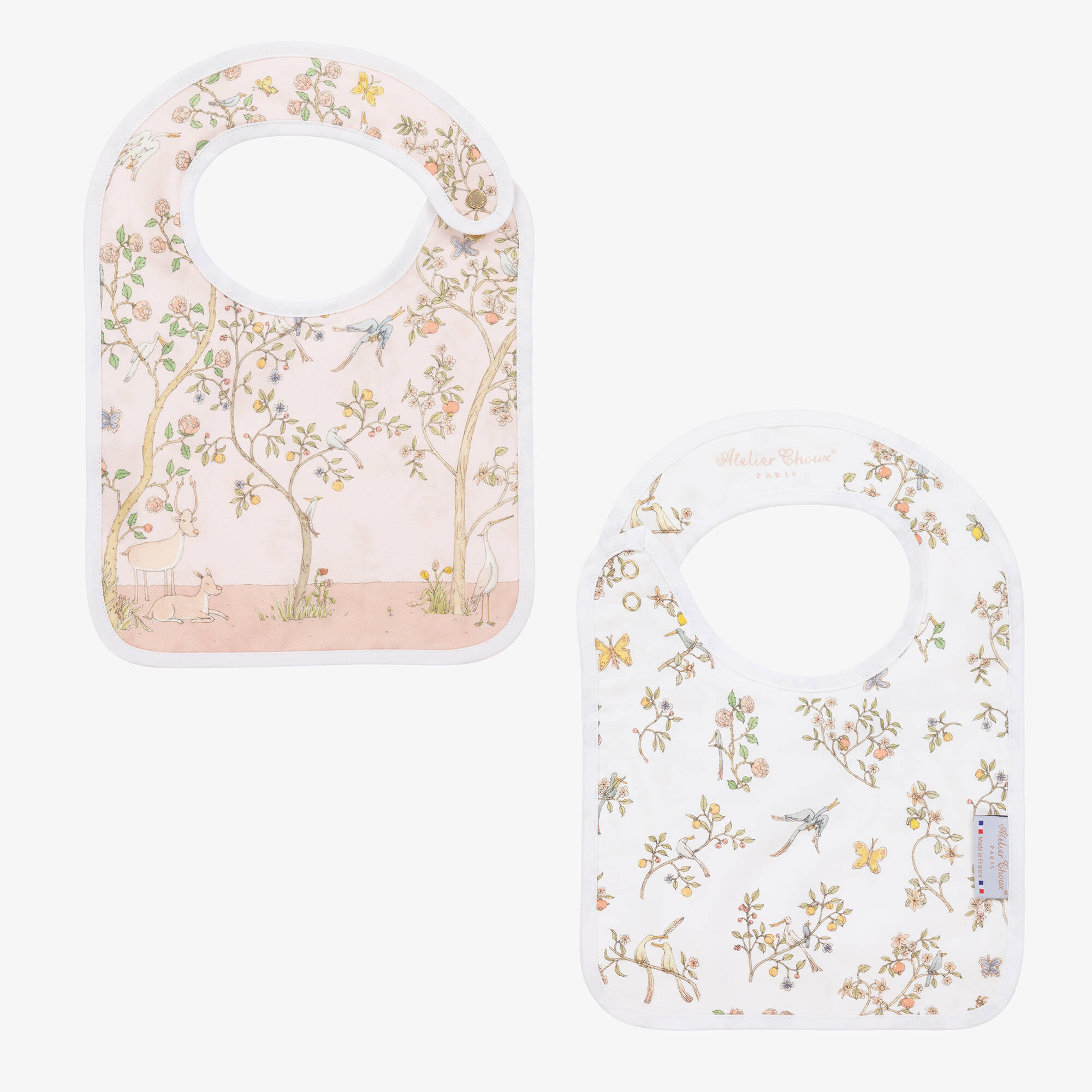Atelier Choux Paris - Pink Organic Cotton Swaddle & Bib Set | Childrensalon
