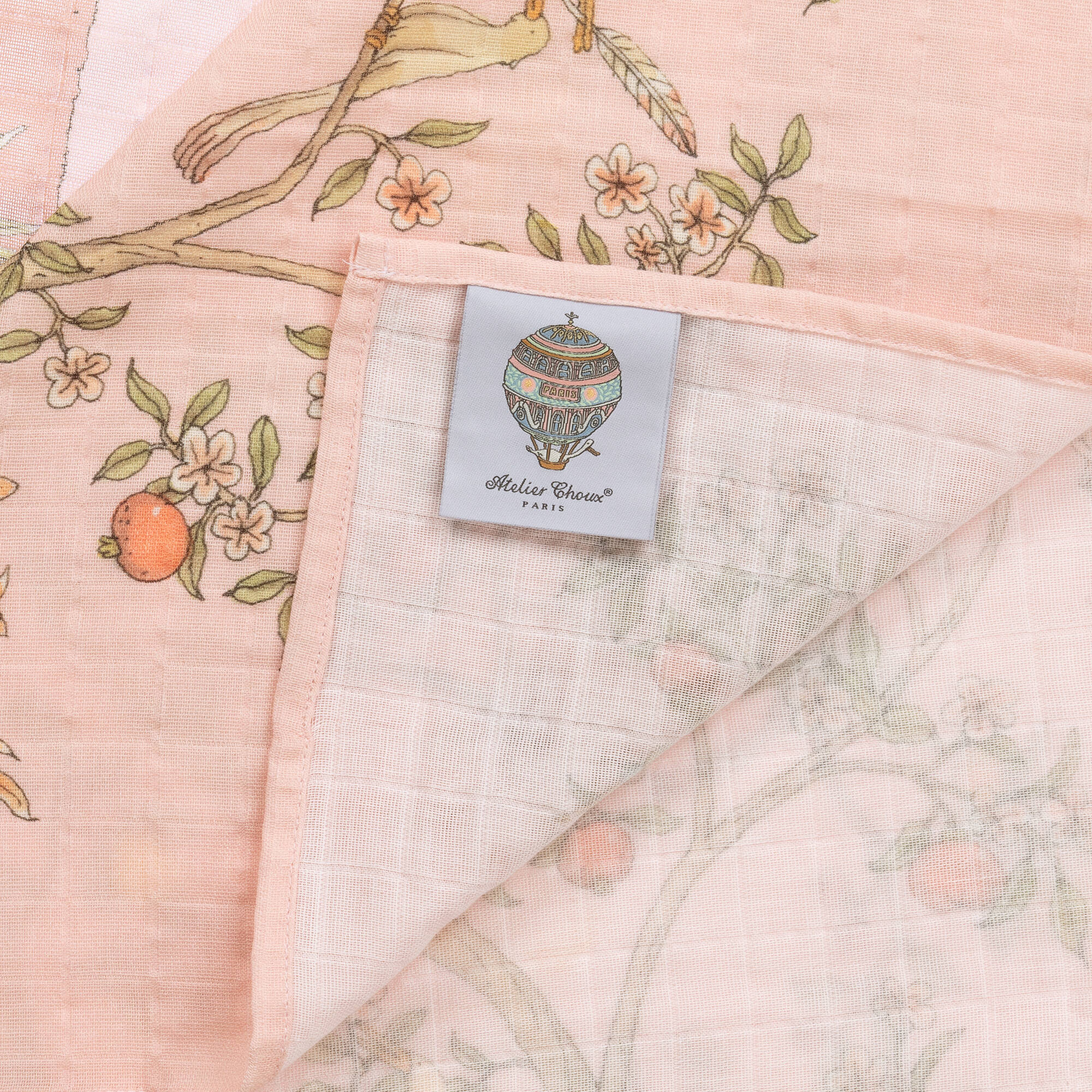 Atelier Choux Paris - Pink Organic Cotton Swaddle & Bib Set | Childrensalon