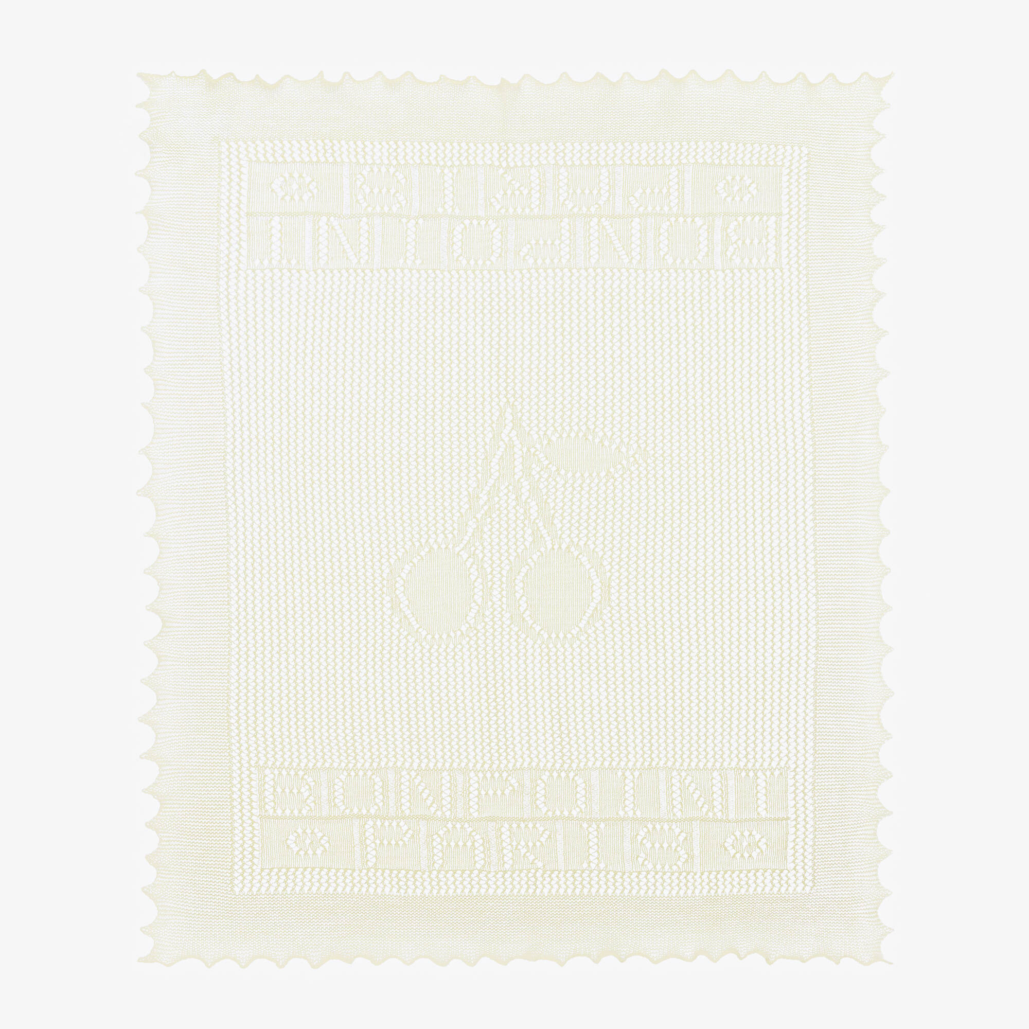 Bonpoint - Ivory Knitted Scalloped Edge Baby Blanket (90cm 