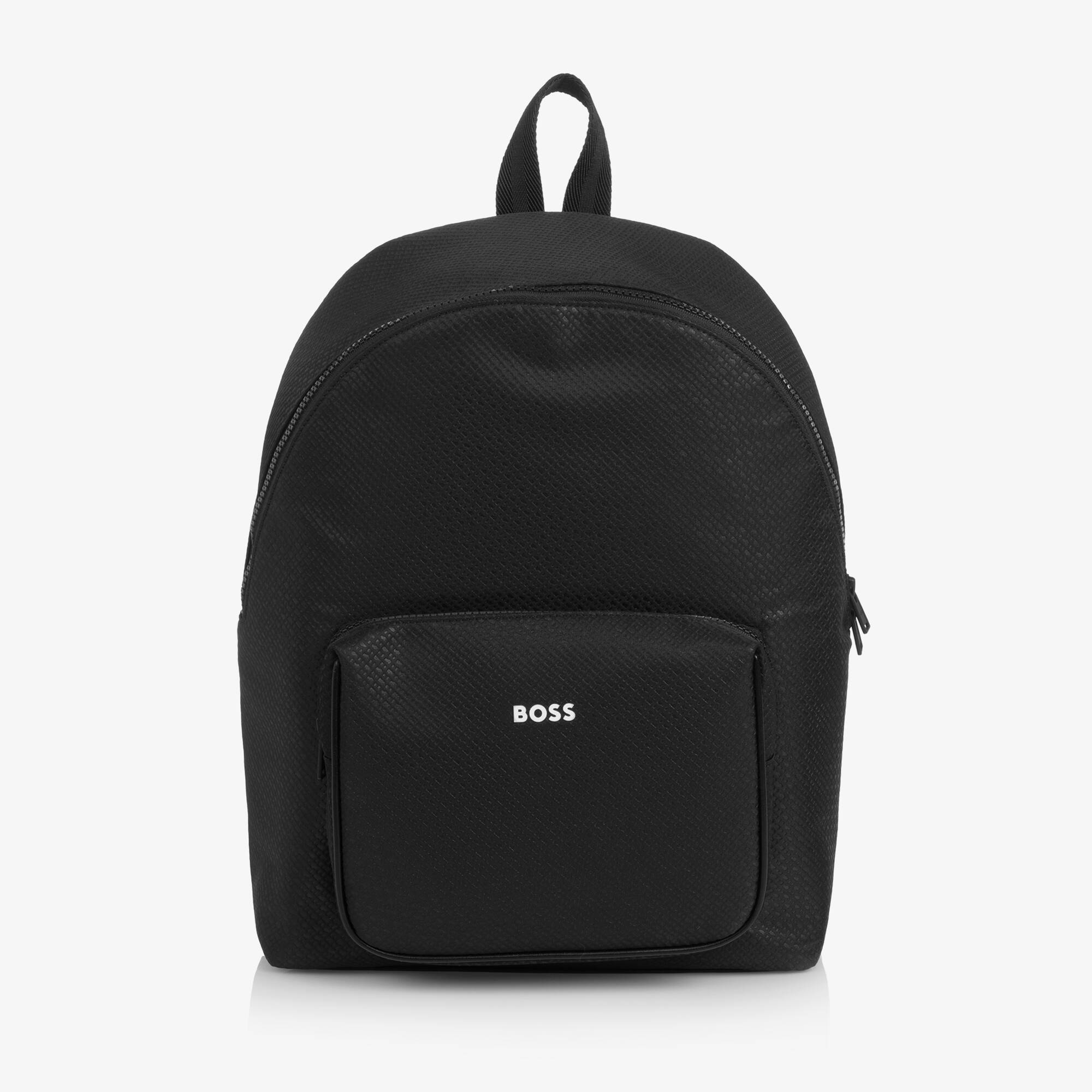 BOSS - Boys Black Backpack with Double B Monogram Pattern (37cm ...