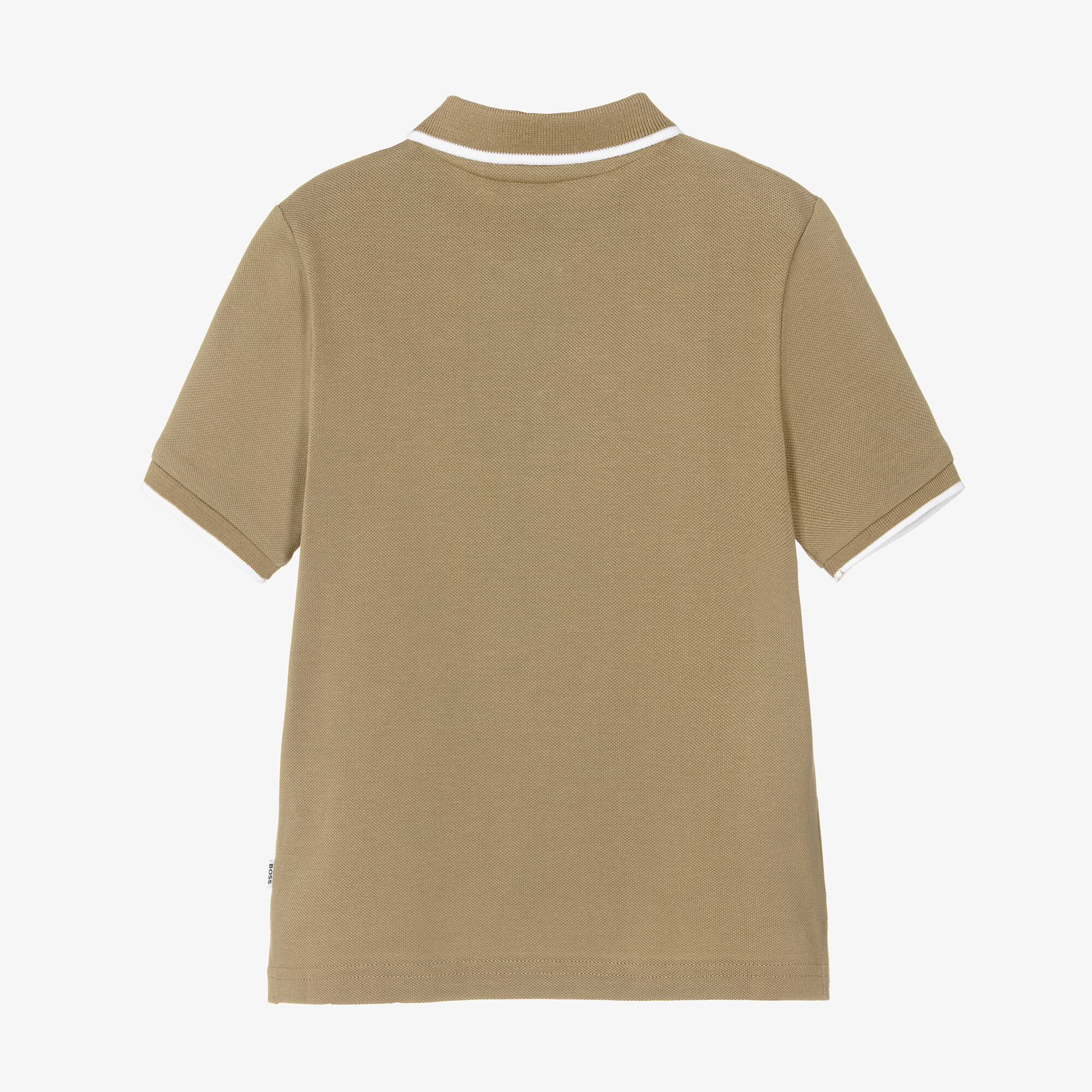 BOSS - Boys Dark Beige Cotton Polo Shirt | Childrensalon