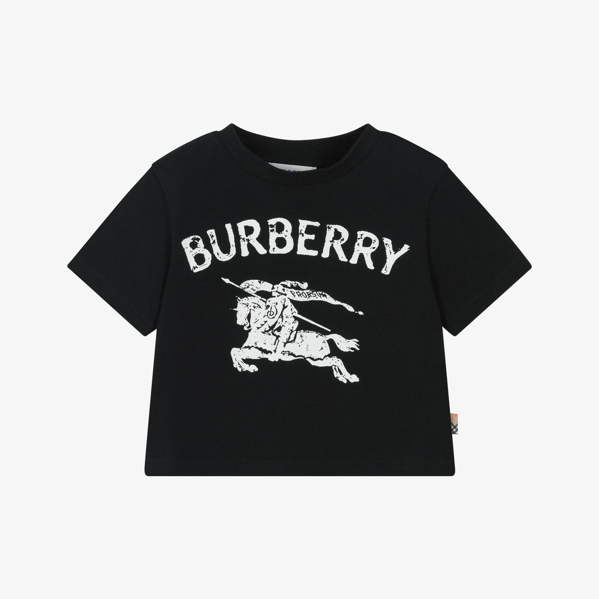BURBERRY ロゴプリント Tシャツ 6Y Burberry - Boys Black Cotton T-Shirt with Ink Stamp Style EKD Logo