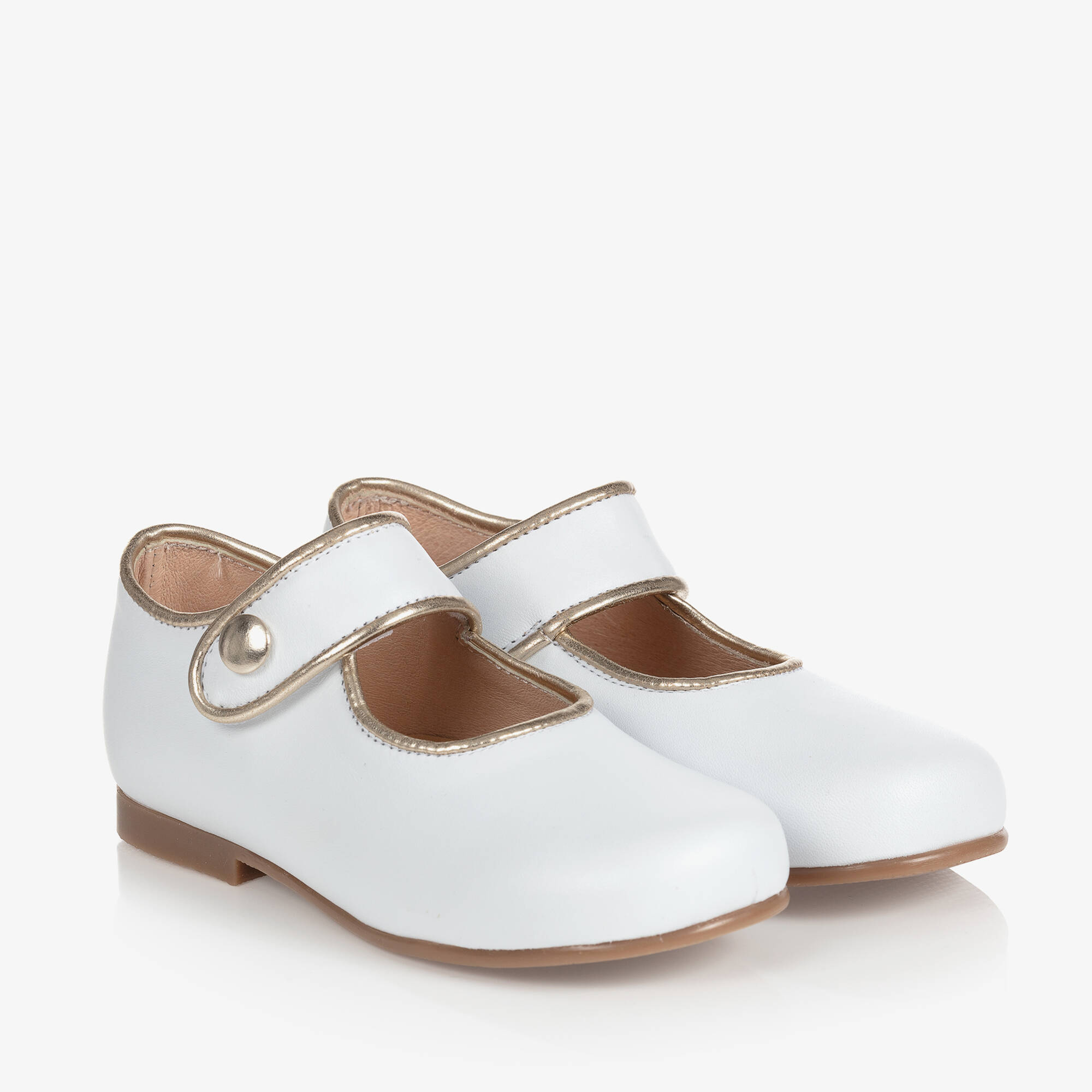 Children's Classics - Girls White & Gold Shoes | Childrensalon