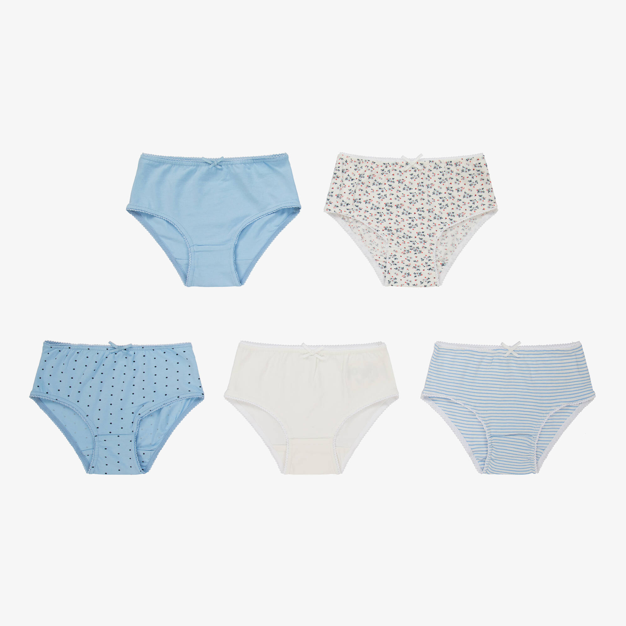 Children Kinickers Childrensalon Essentials - Girls Blue Organic Cotton Knickers (5 Pack ...