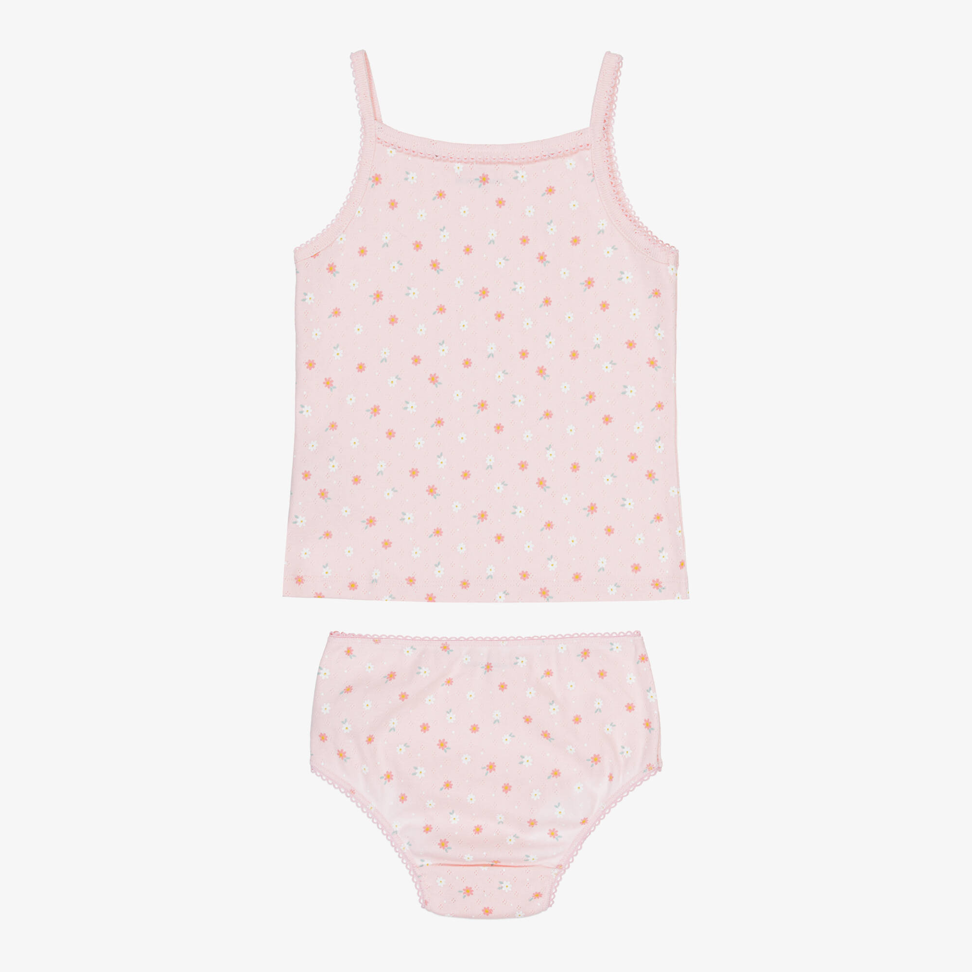 Children Kinickers Childrensalon Essentials - Girls Pink Floral & White Vest & Knickers ...