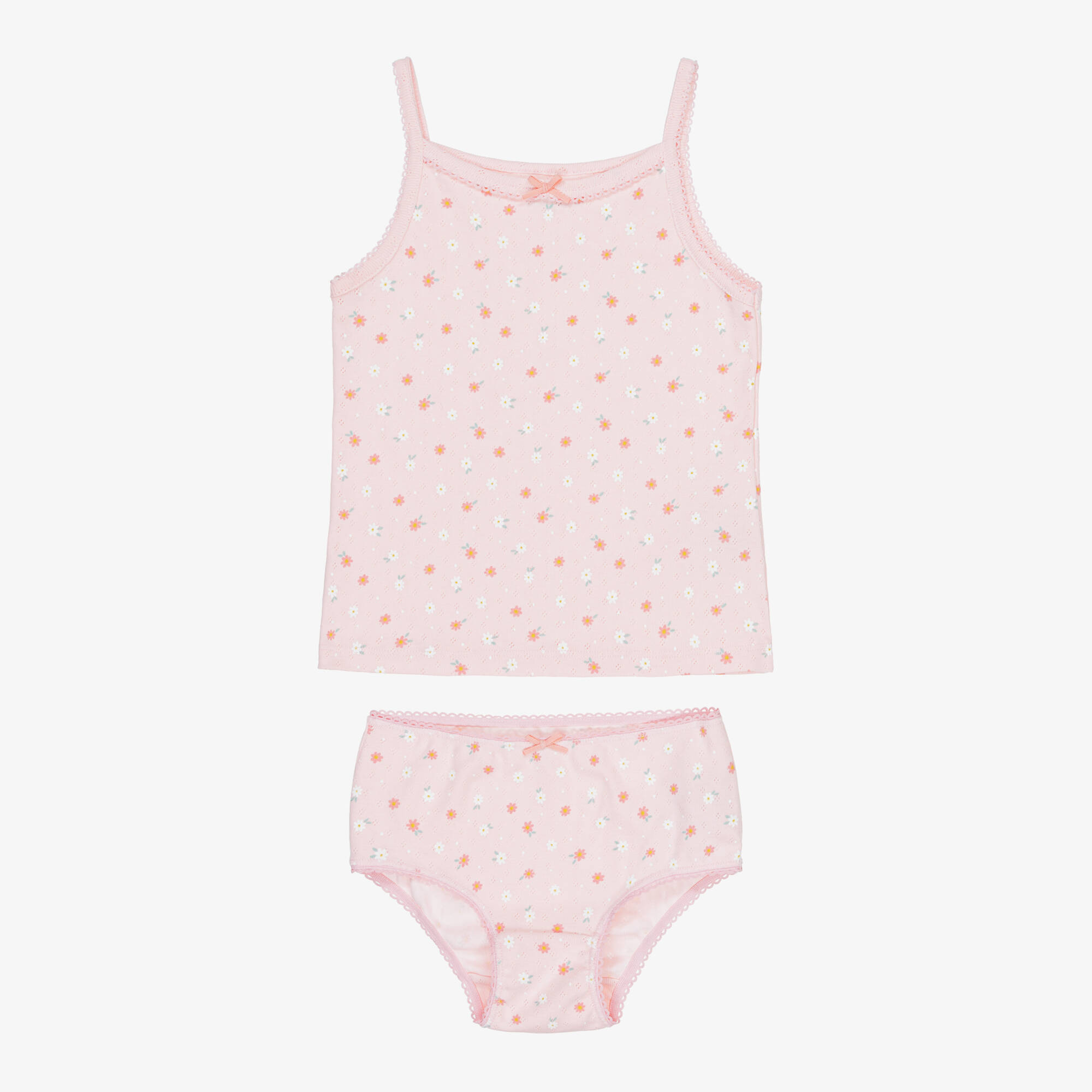 Children Kinickers Childrensalon Essentials - Girls Pink Floral & White Vest & Knickers ...