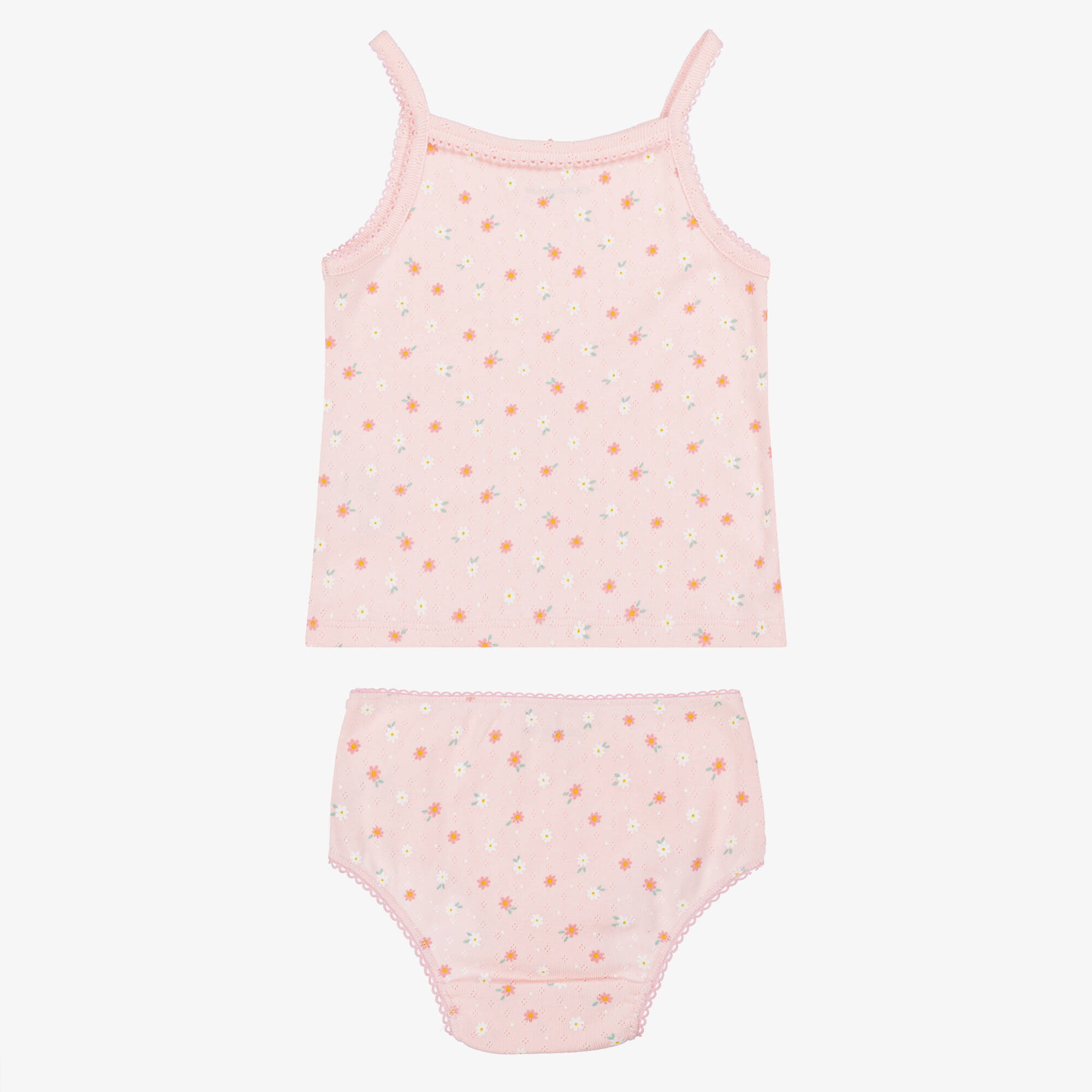 Children Kinickers Childrensalon Essentials - Girls Pink Organic Cotton Pointelle Vest ...