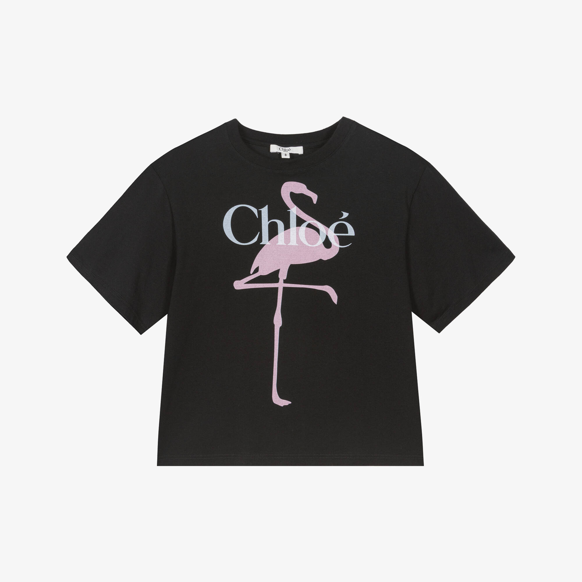 chloe tシャツ　ロゴ　フラミンゴ Chloé - Girls Black Cotton Flamingo T-Shirt | Childrensalon