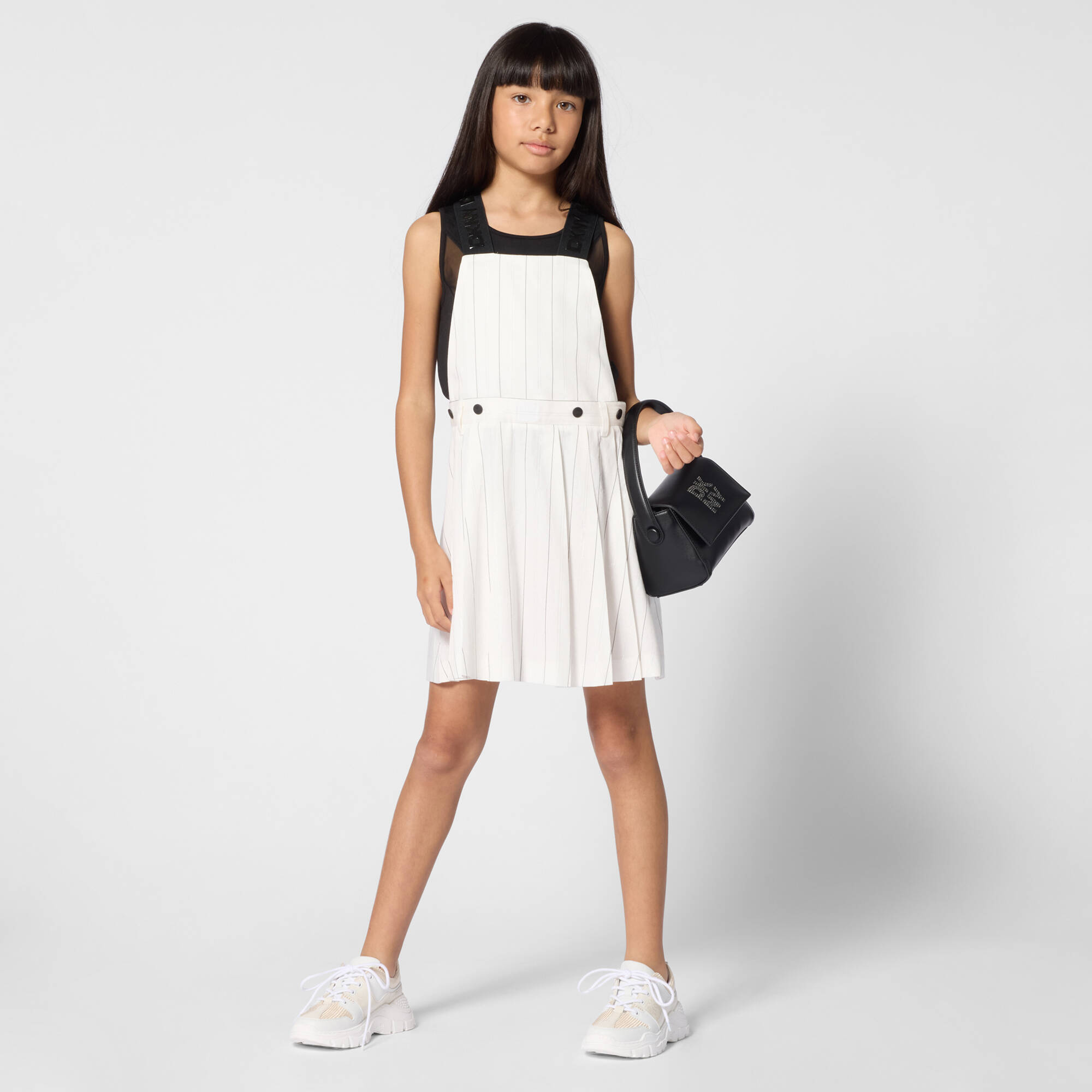 DKNY Girls Ivory Pinstripe 2 In 1 Pinafore Dress Childrensalon dkny-girls-ivory-pinstripe-2-in-1-pinafore-dress-childrensalon