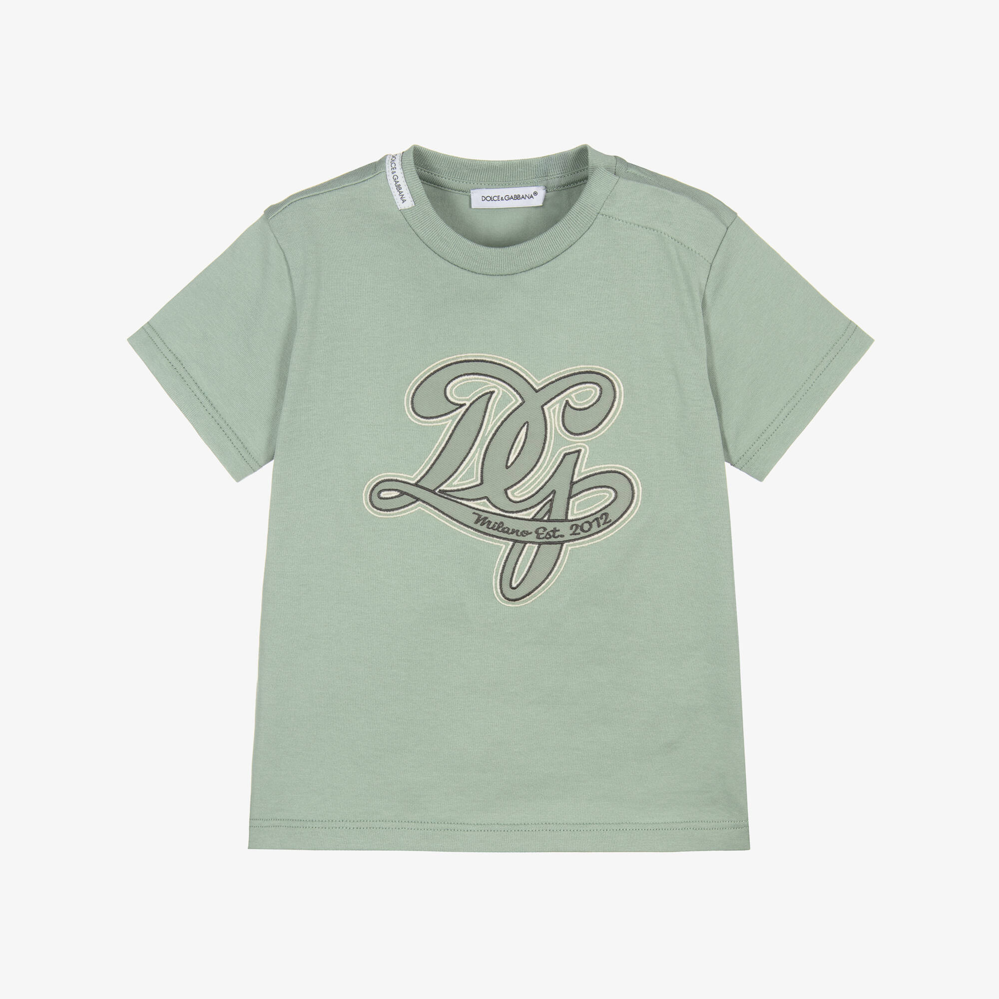 Dolce & Gabbana - Baby Boys Green Cotton DG Embroidered T-Shirt 