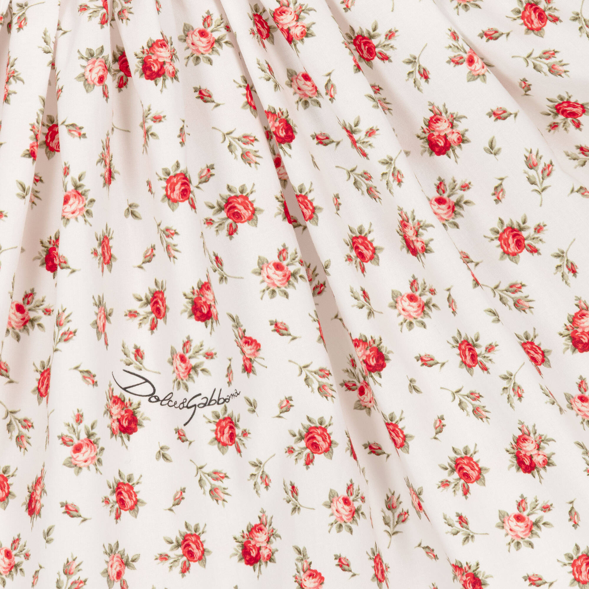 Dolce & Gabbana - Baby Girls White & Red Rose Print Cotton Dress ...