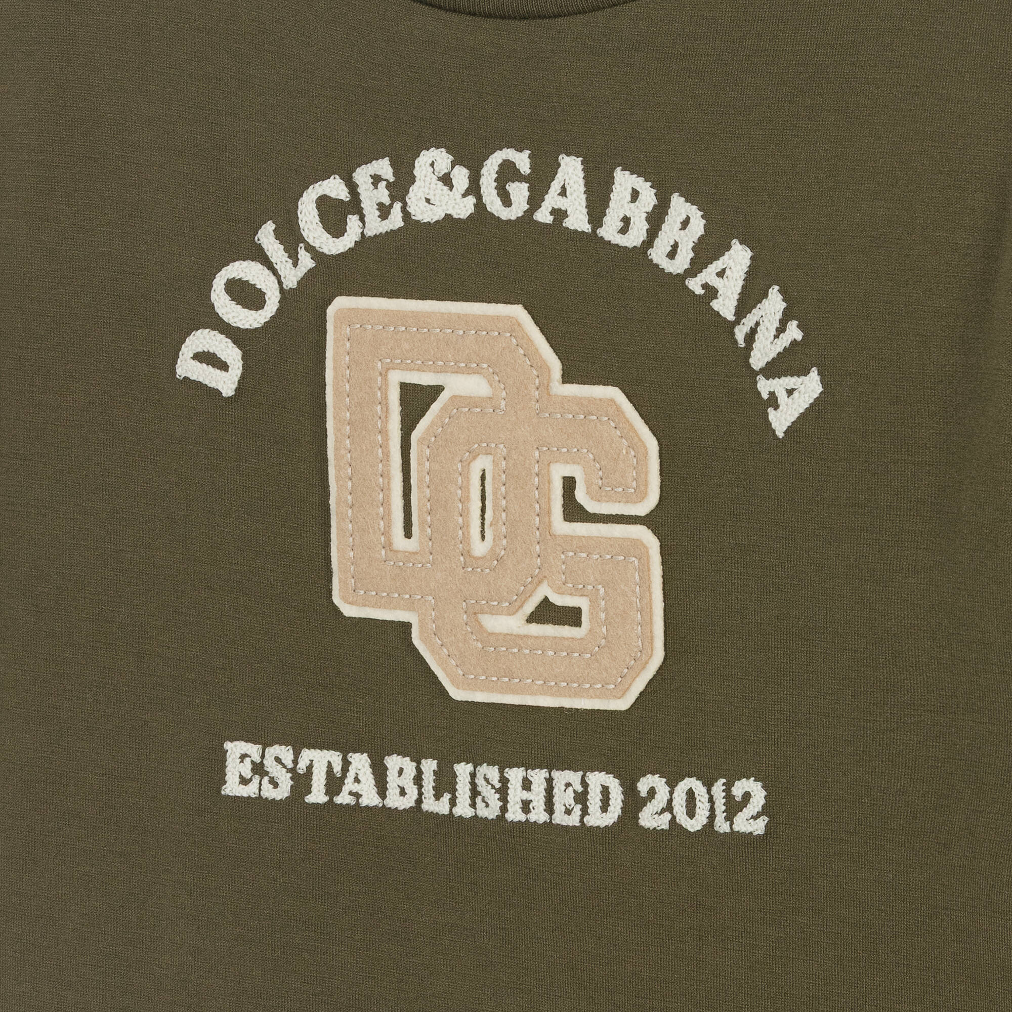 617341 Dolce & Gabbana - Boys Khaki Green Cotton DG Appliqué T-Shirt ...