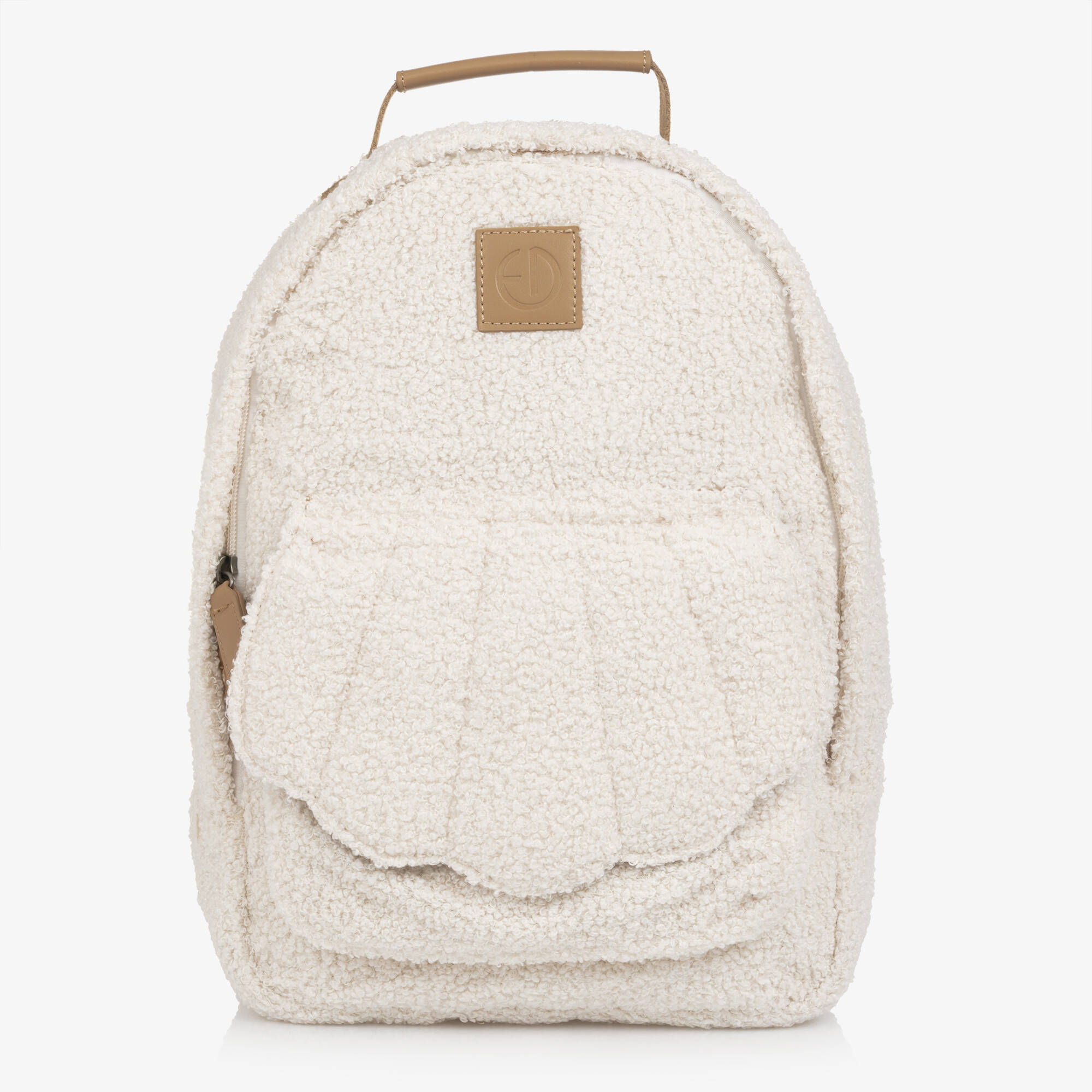 Elodie - Ivory Bouclé Shell Pocket Backpack (36cm) | Childrensalon