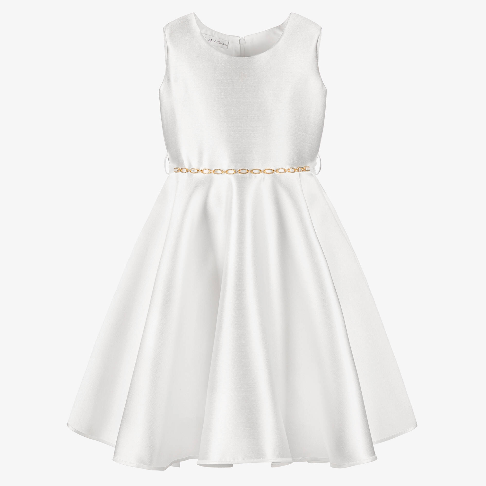 satin dress with chain belt self-portrait - Cream Taffeta Chain Belt Maxi Dress
