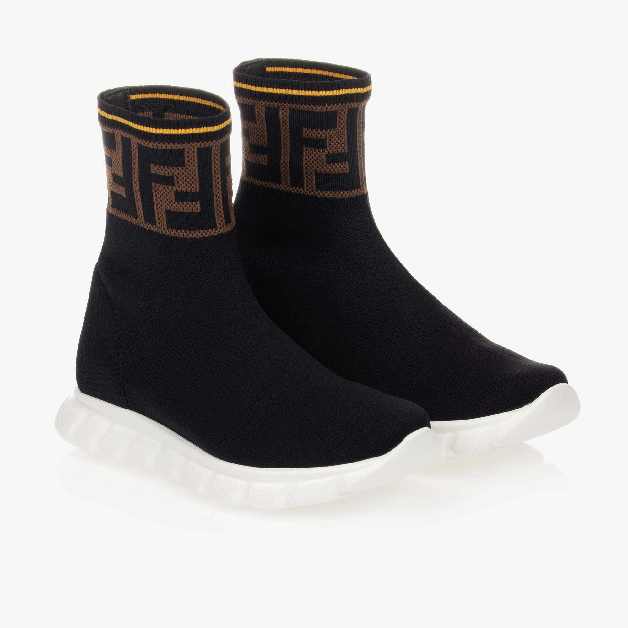 Fendi - Black FF Logo Sock Trainers | Childrensalon