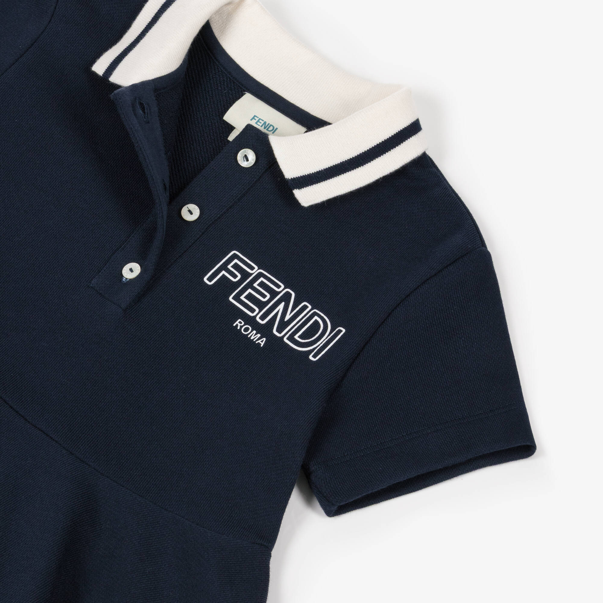 Fendi - Girls Navy Blue Cotton Jersey Polo Dress | Childrensalon