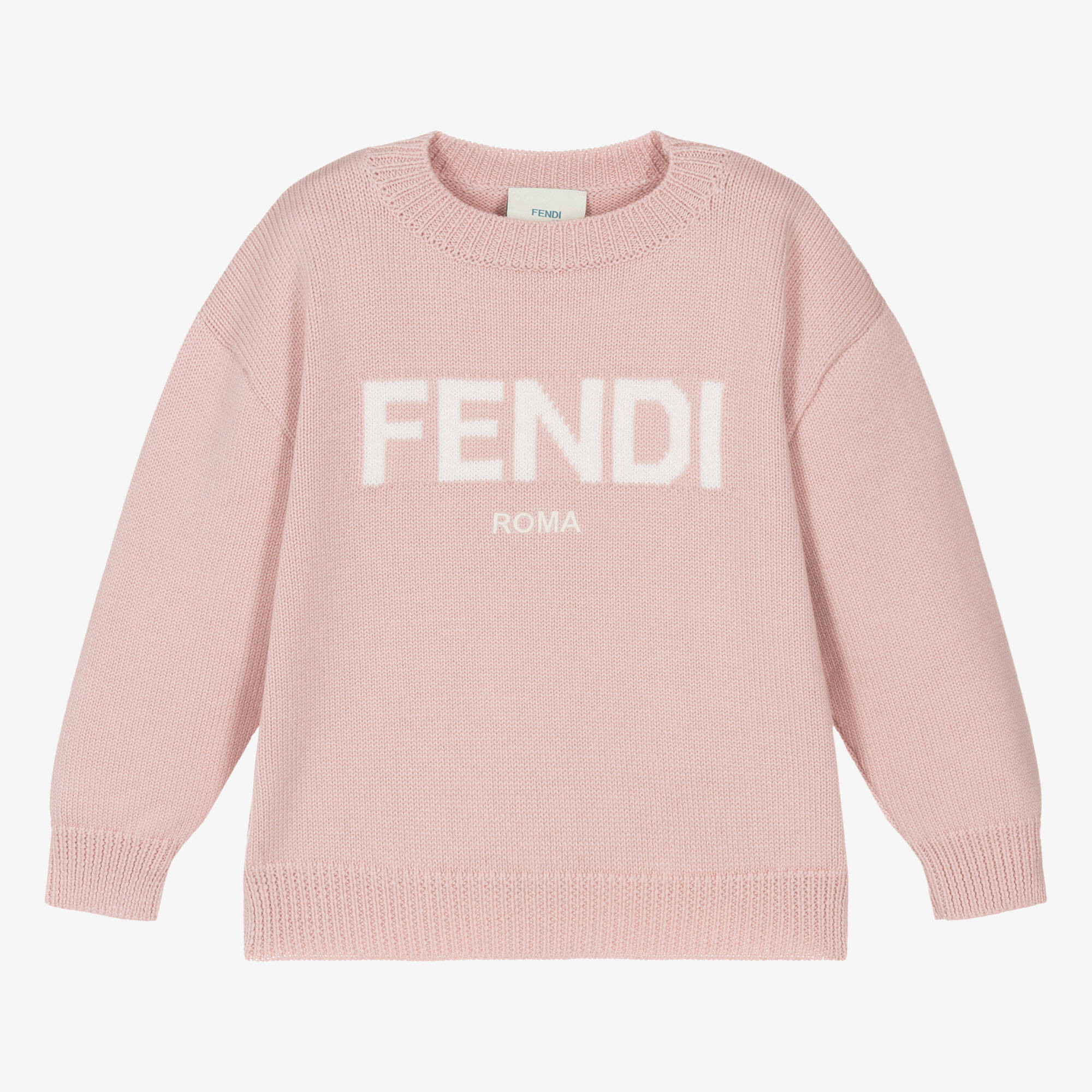 FENDI シルク100% ハイネックニット ピンク fendi-girls-rose-pink-knitted-