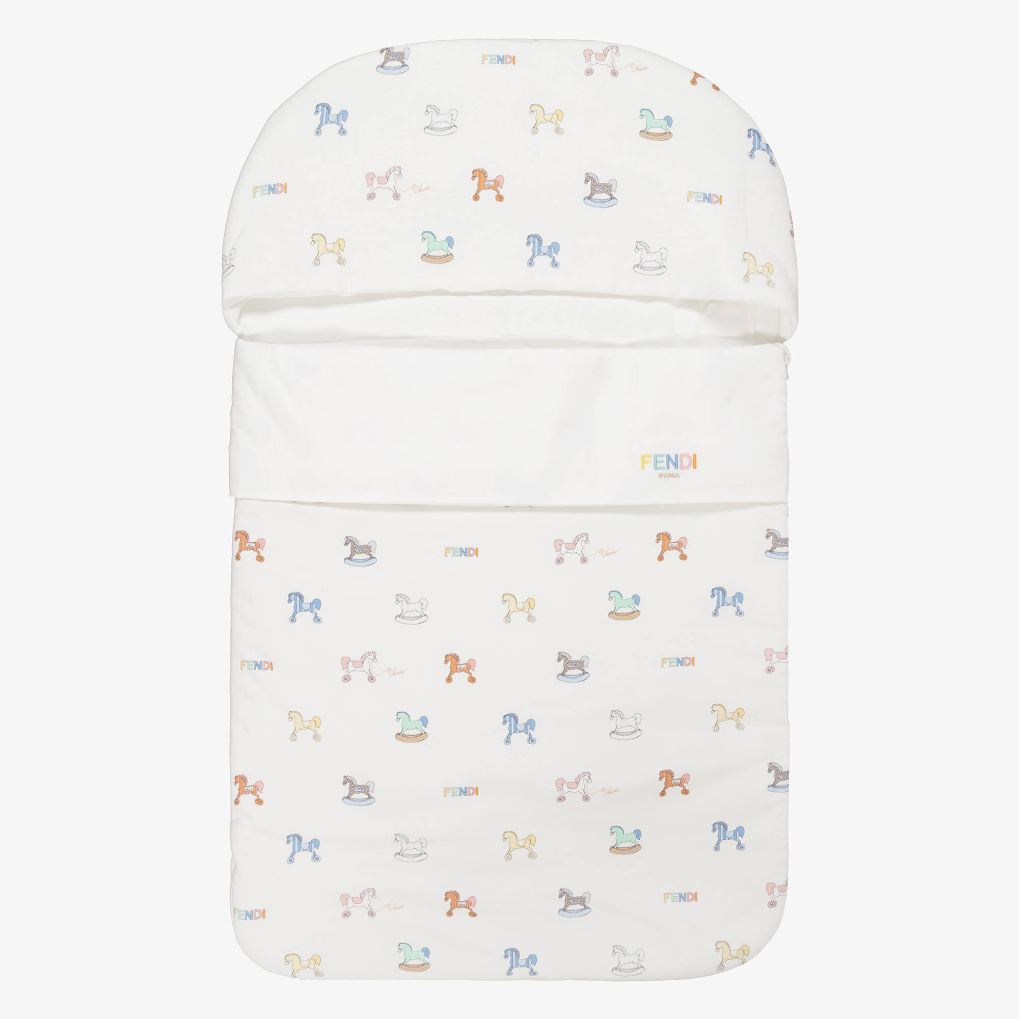 Fendi - Ivory Cotton Jersey Rocking Horse Print Nest (81cm