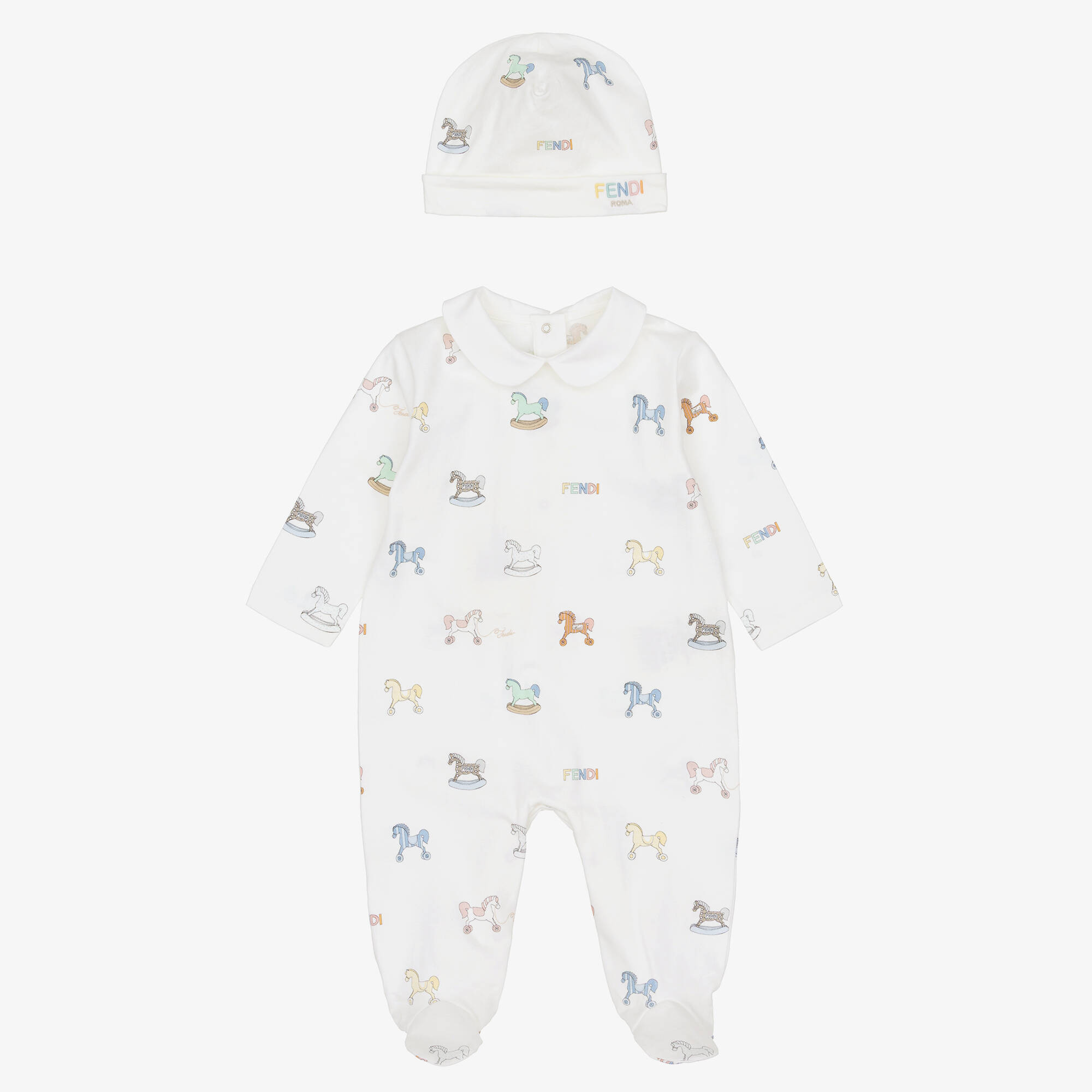 Fendi - Ivory Rocking Horse Babysuit Gift Set | Childrensalon