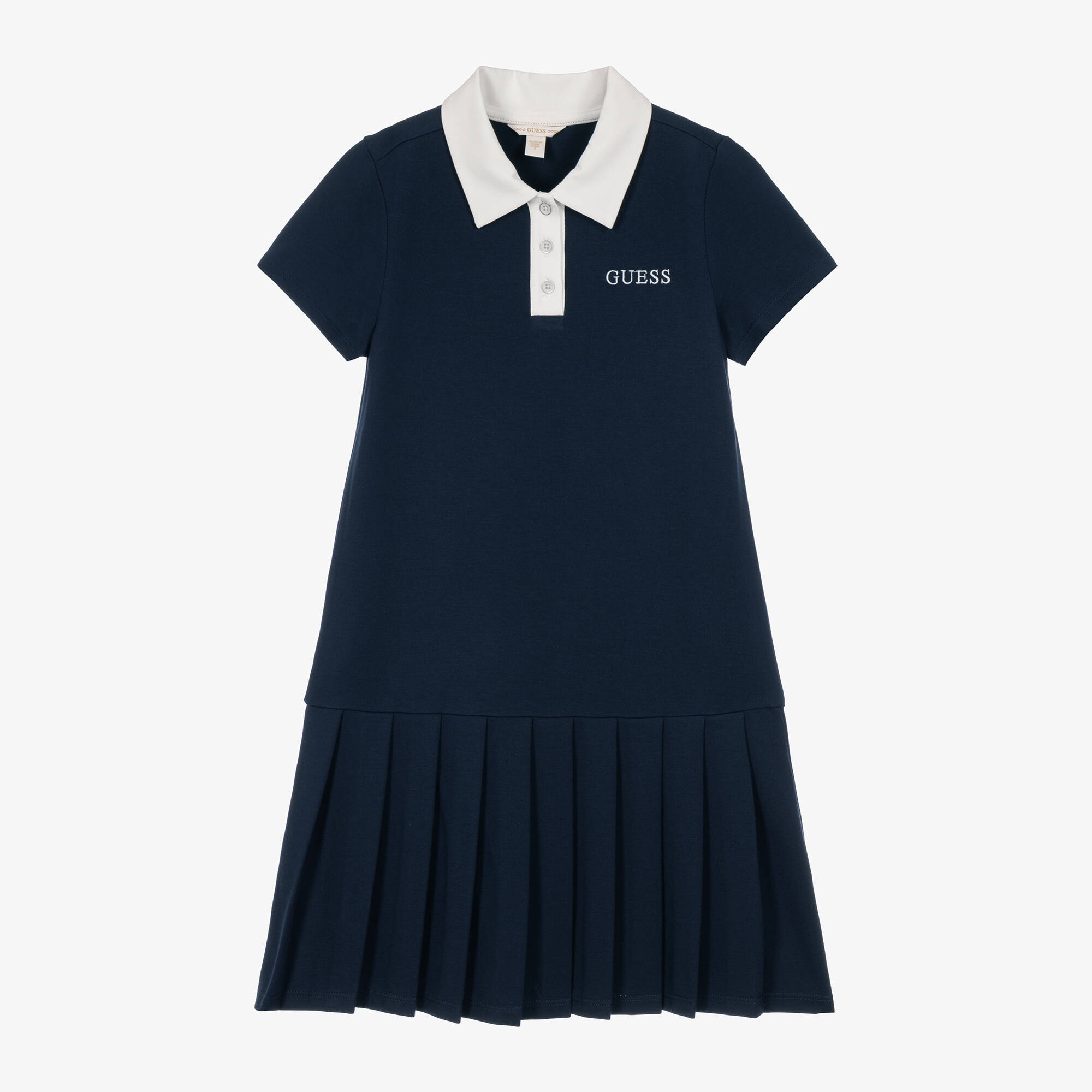 Guess Older Girls Navy Blue Dress with Polo Collar
