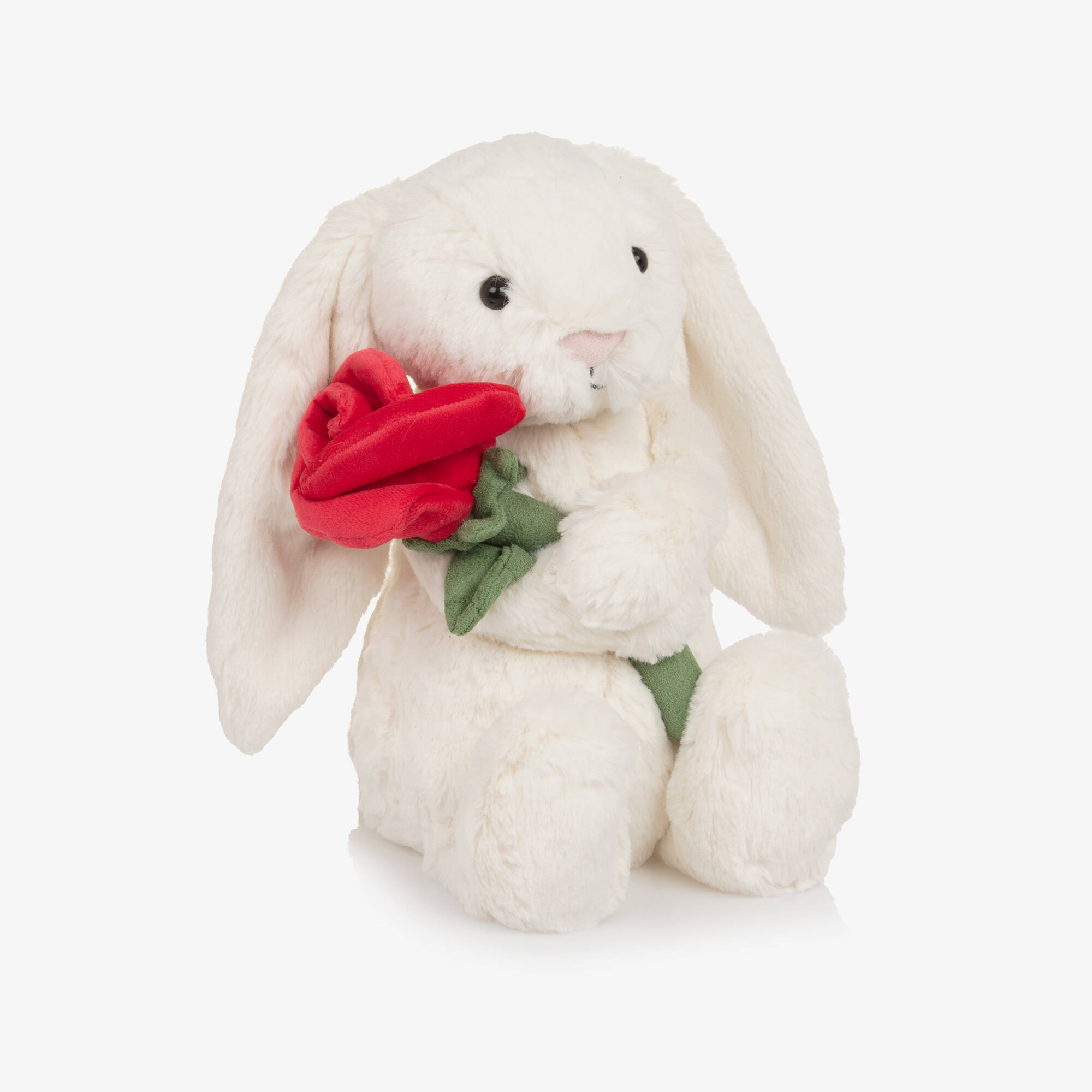 Jellycat - Cream Bunny with Rose Soft Toy (31cm) | Childrensalon
