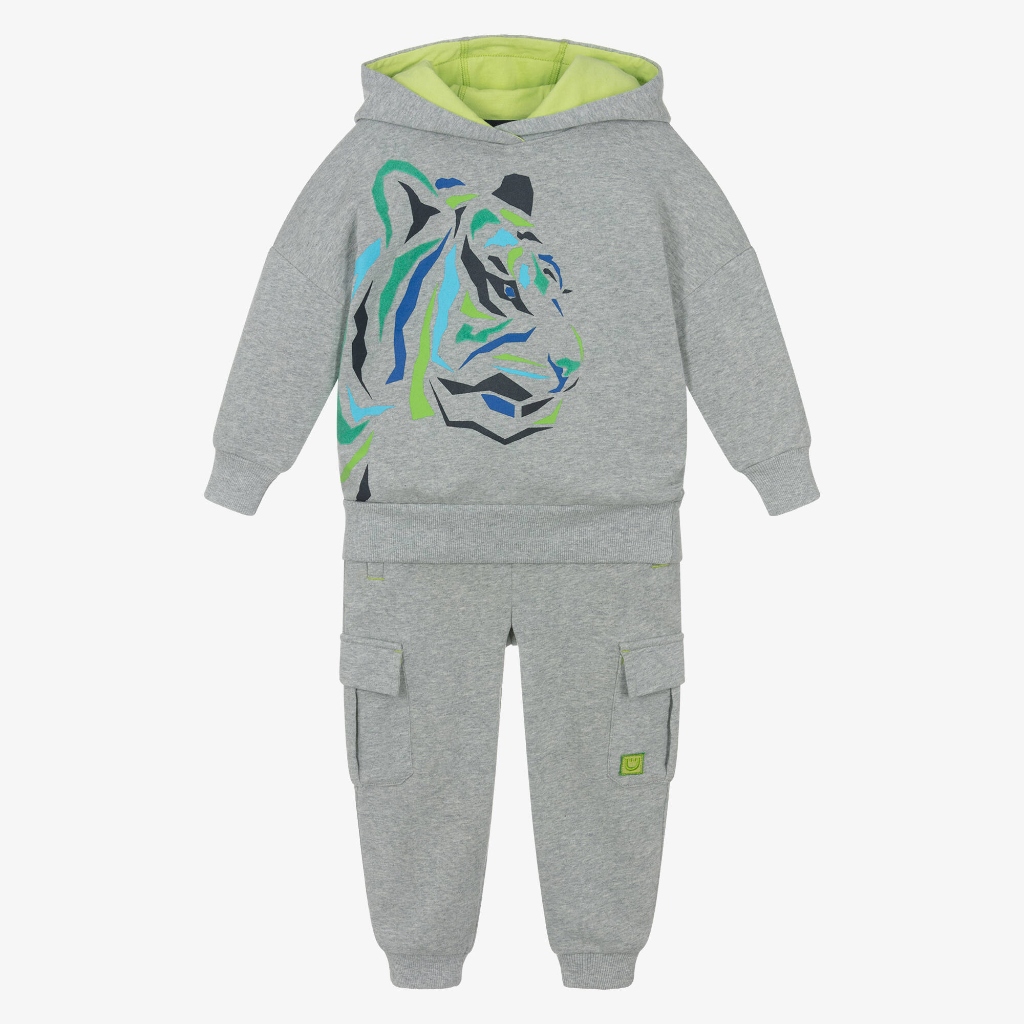 Joyday - Boys Grey Marl Cotton Tiger Tracksuit | Childrensalon