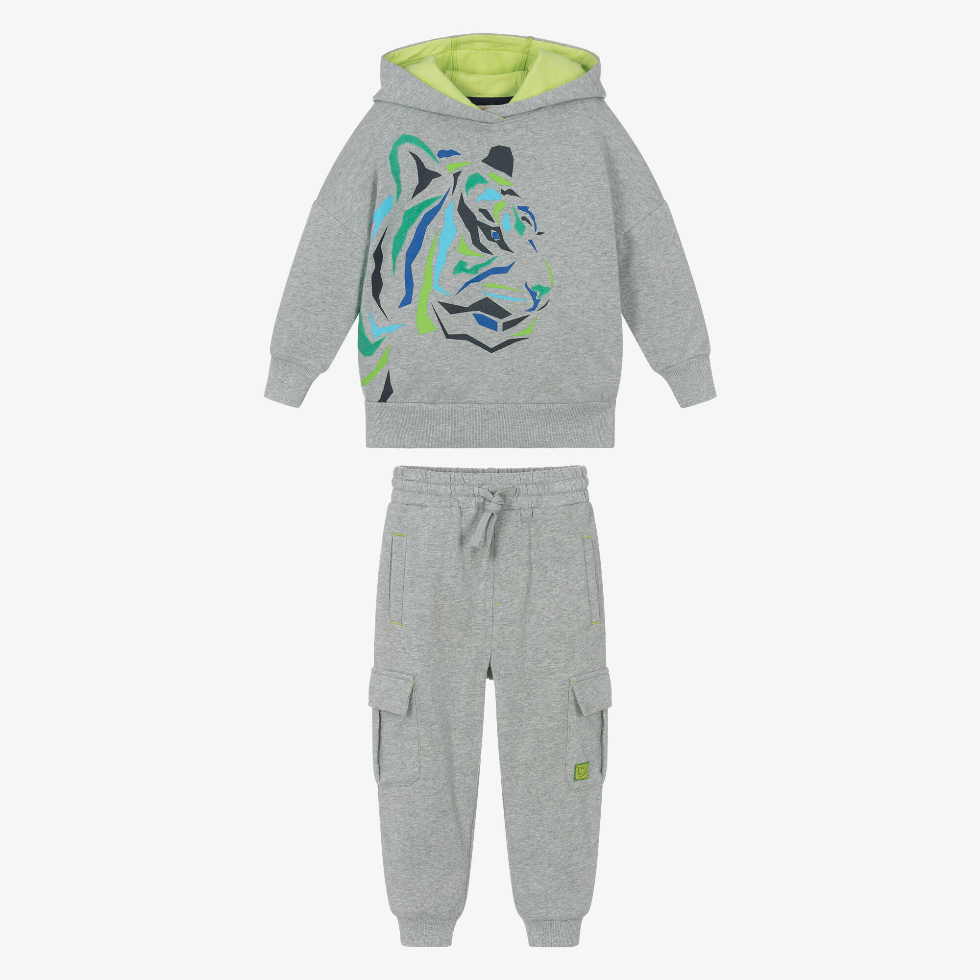 Joyday - Boys Grey Marl Cotton Tiger Tracksuit | Childrensalon