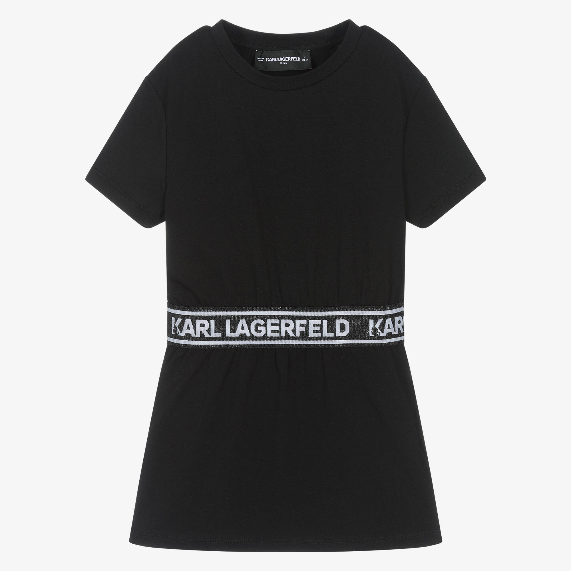 KARL LAGERFELD KIDS - Girls Black Cotton Jersey T-Shirt Dress ...