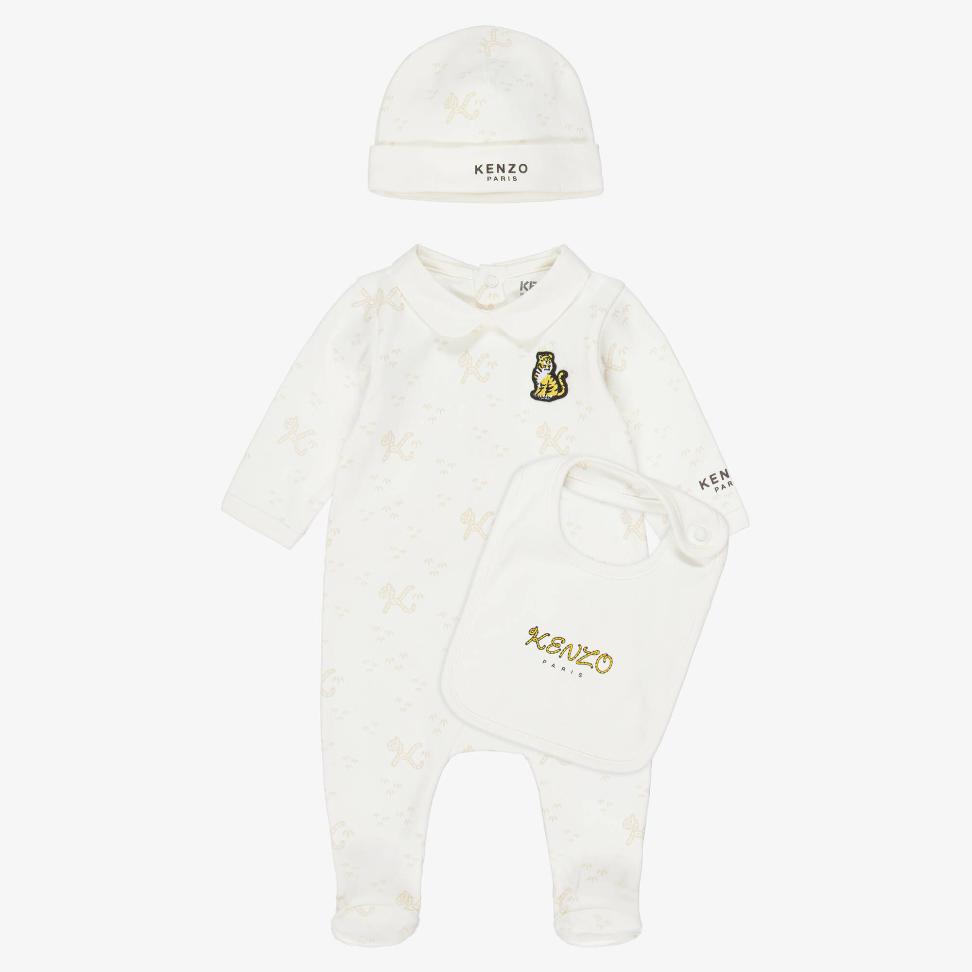 KENZO KIDS - Ivory & Beige K Tail Babysuit Gift Set | Childrensalon