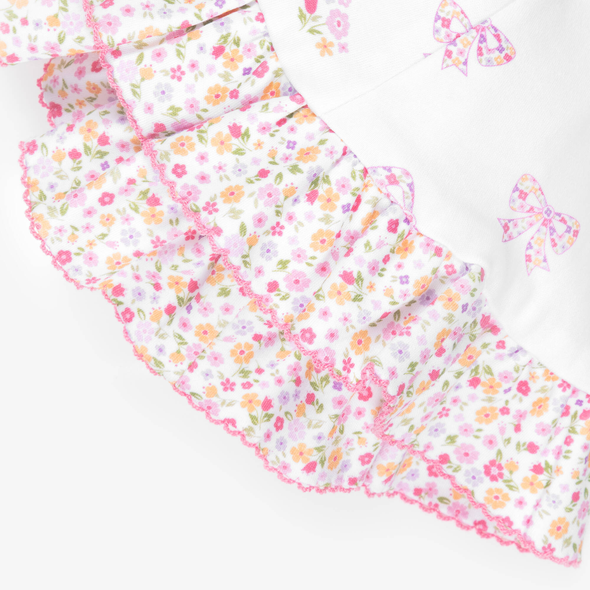 Bow Sun Kissy Kissy - Baby Girls White & Pink Pima Cotton Blossoming Bows Sun ...