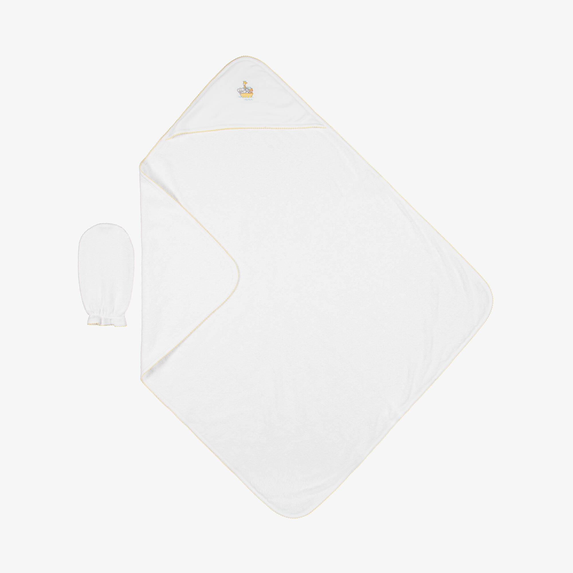 Kissy Kissy - White Cotton Noahs Journey Hooded Towel & Mitt Set ...