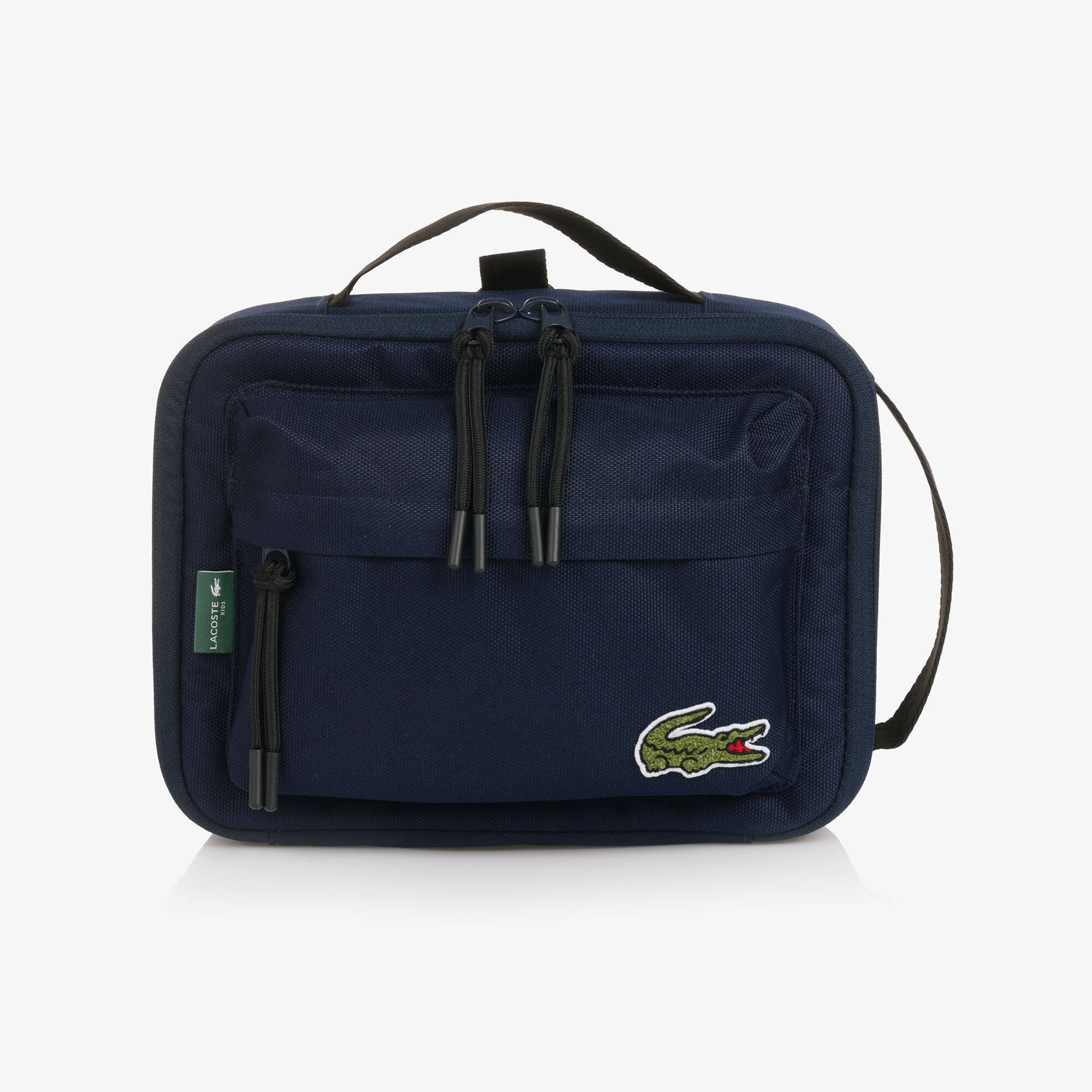 LACOSTE ワニ型ケース ネイビー Lacoste - Navy Blue Lunch Bag with Crocodile Logo Patch (27cm