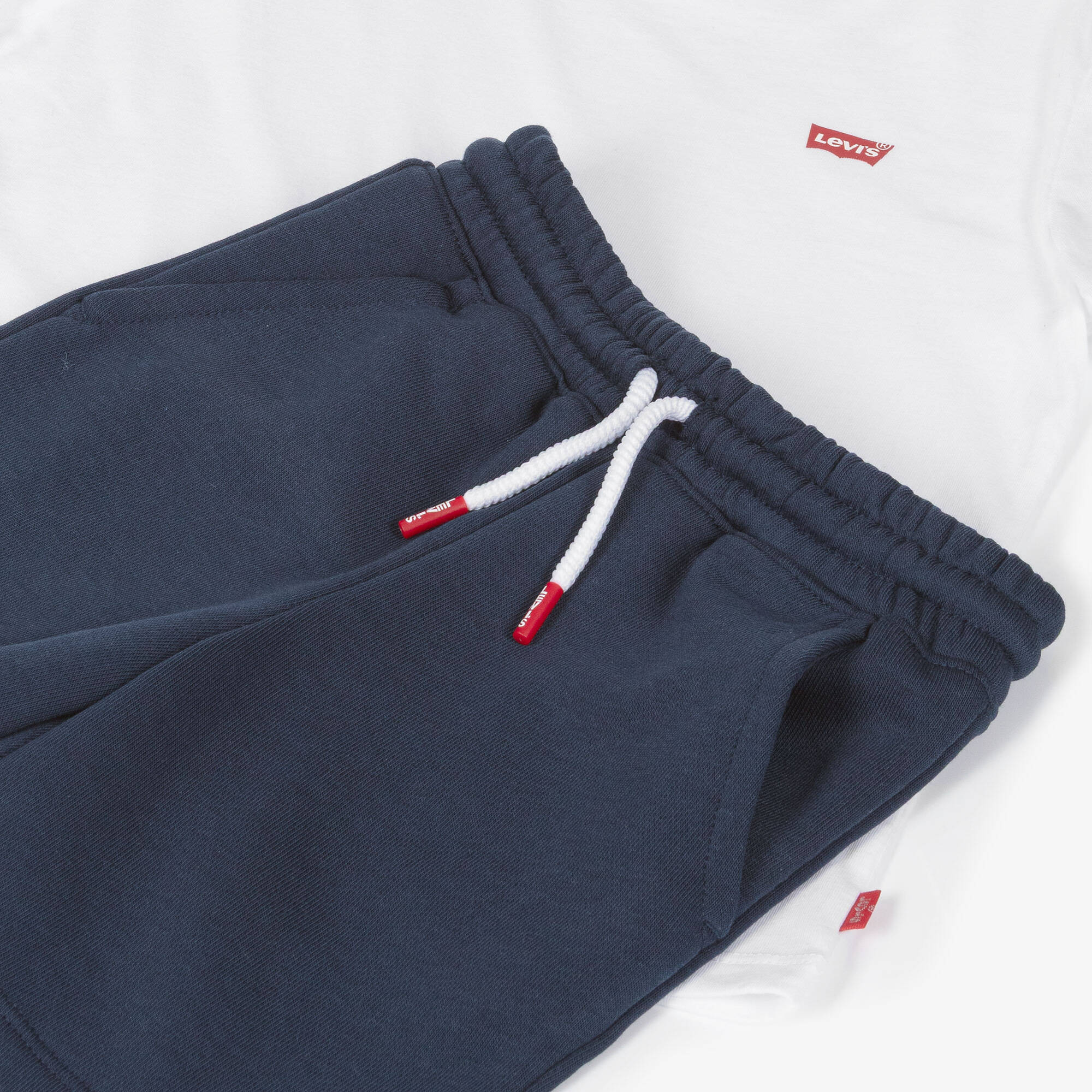 Levi's - Boys White & Navy Blue Logo Shorts Set | Childrensalon