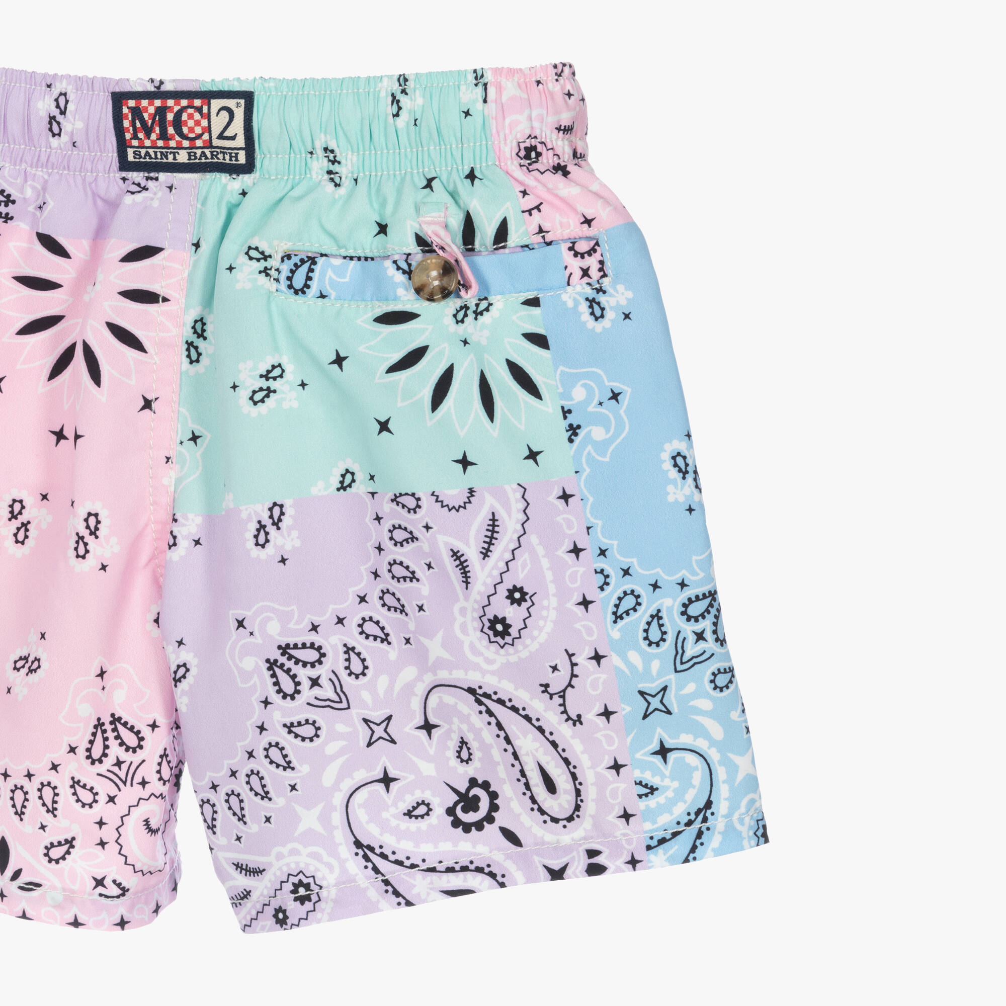 MC2 Saint Barth - Boys Colourblock Paisley Swim Shorts | Childrensalon