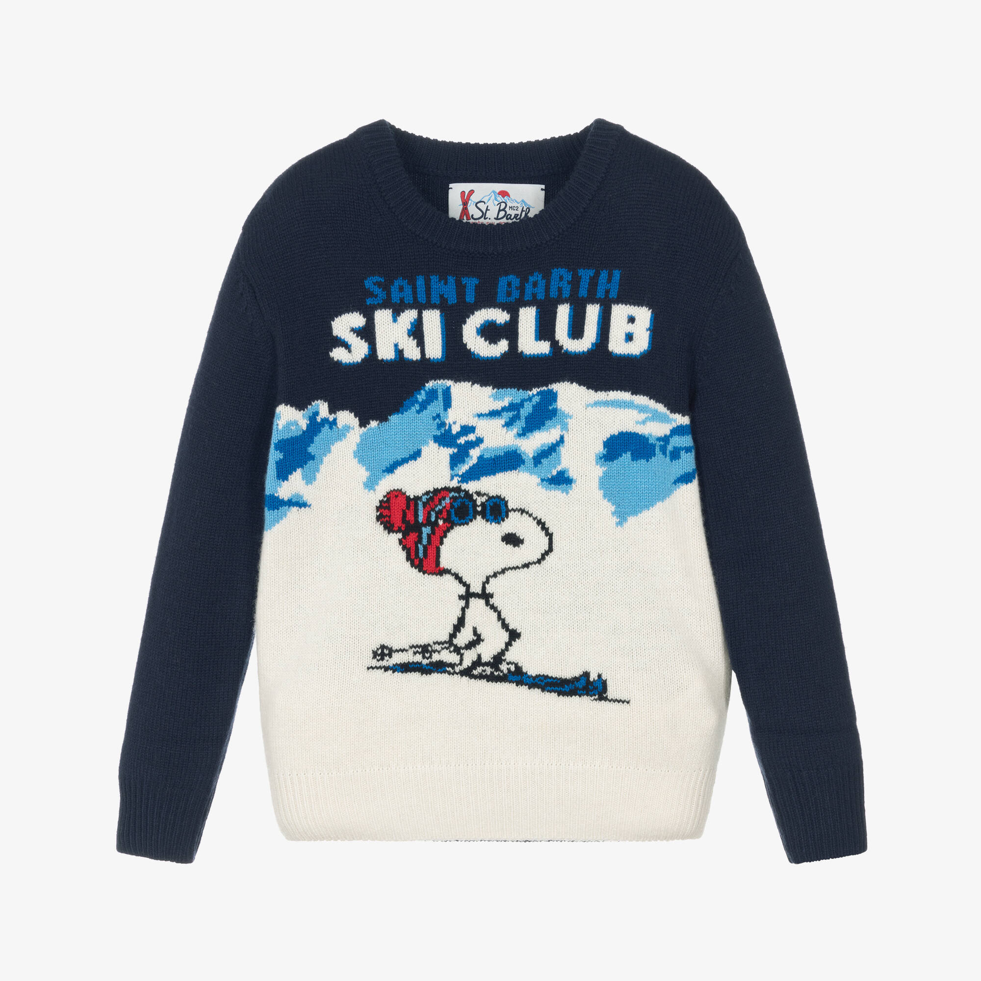 MC2 Saint Barth - Navy Blue & Ivory Knitted Ski Club Snoopy 