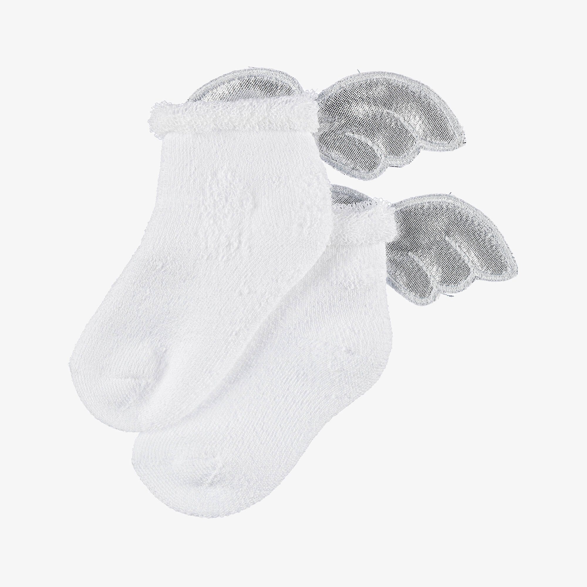 Meia Pata - Silver Angel Wing Baby Socks | Childrensalon