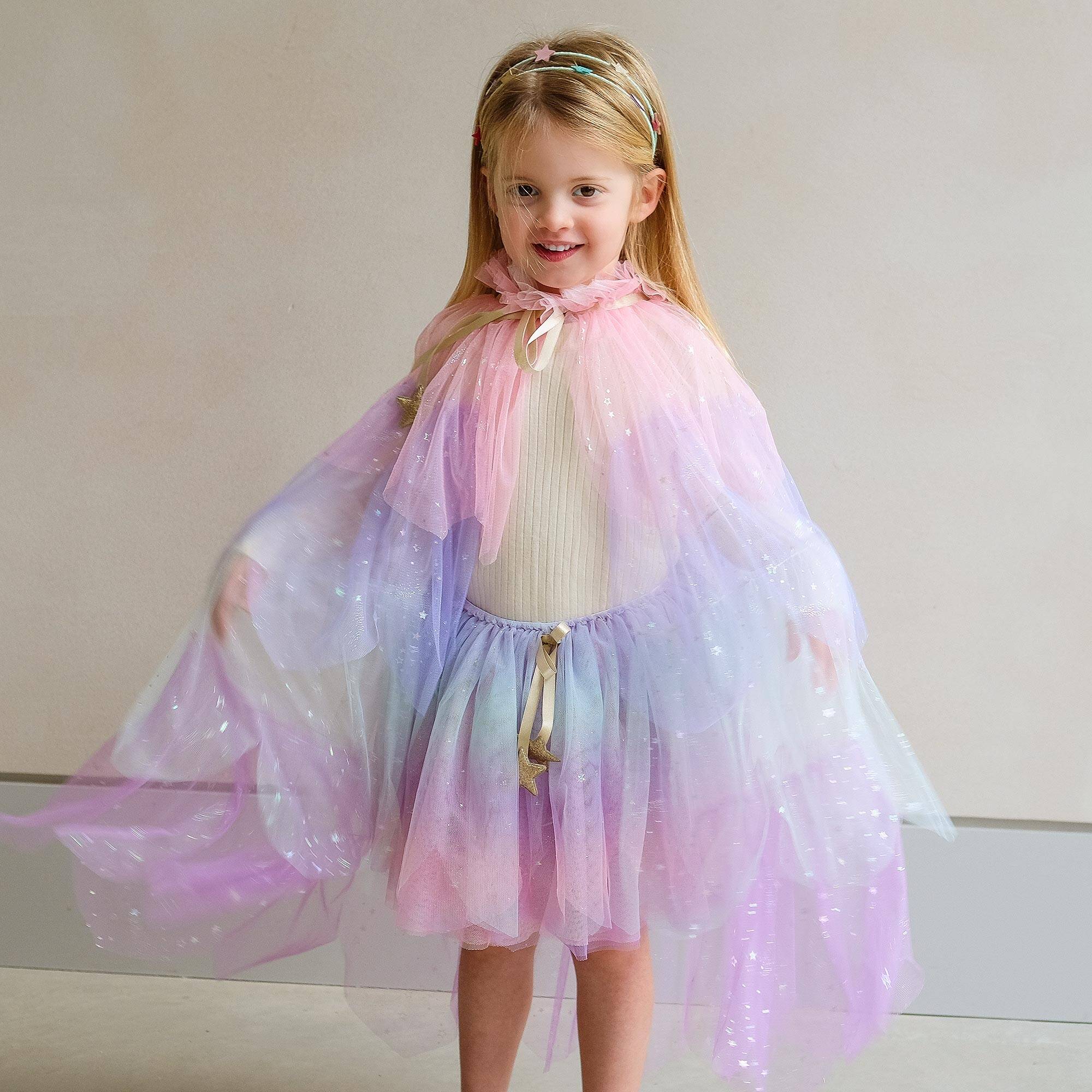 Mimi & Lula - Girls Lilac Purple Tiered Tulle Cape | Childrensalon