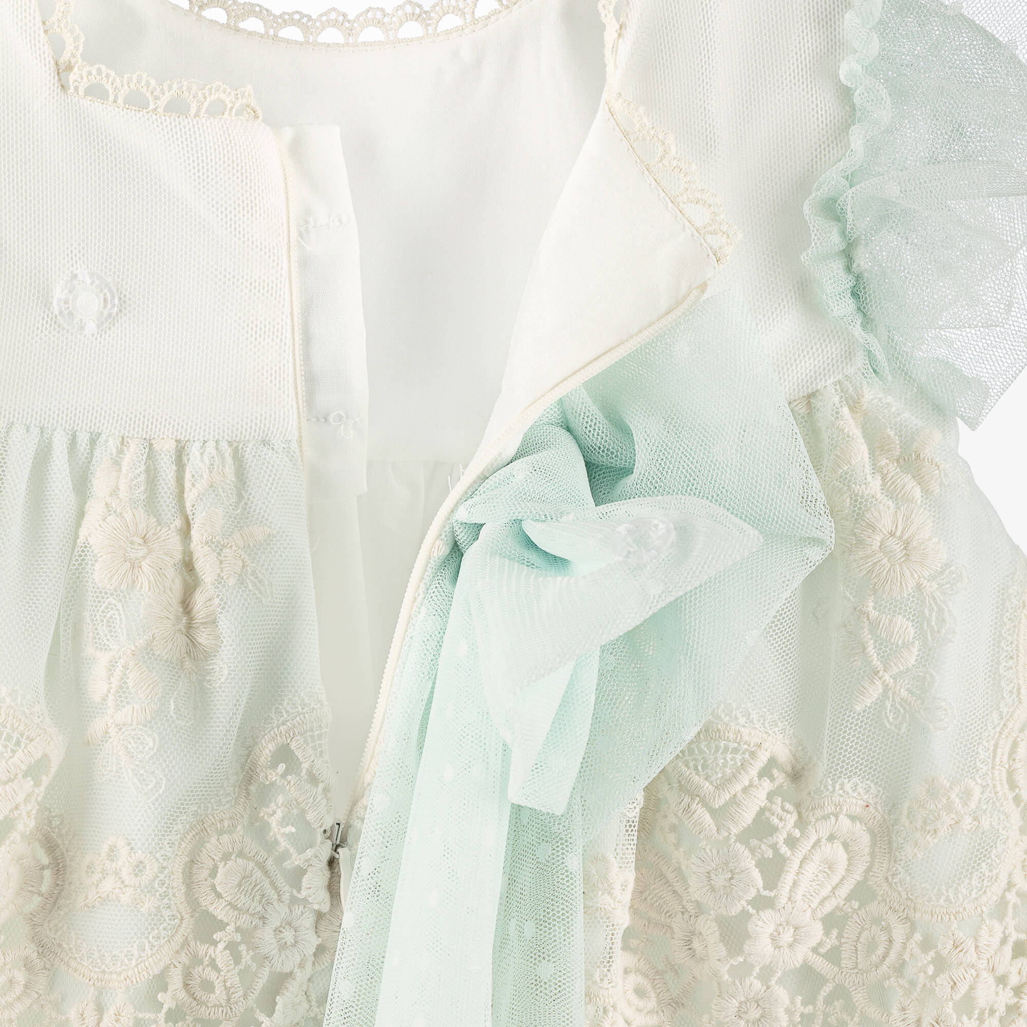 Miranda - Baby Girls Green Tulle & Ivory Embroidered Lace Dress ...