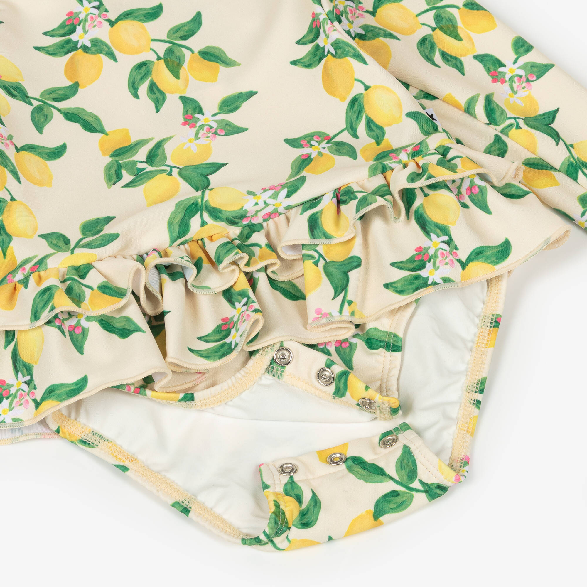 Molo - Girls Ivory & Yellow Lemon Long Sleeve Swimsuit (UPF50 ...