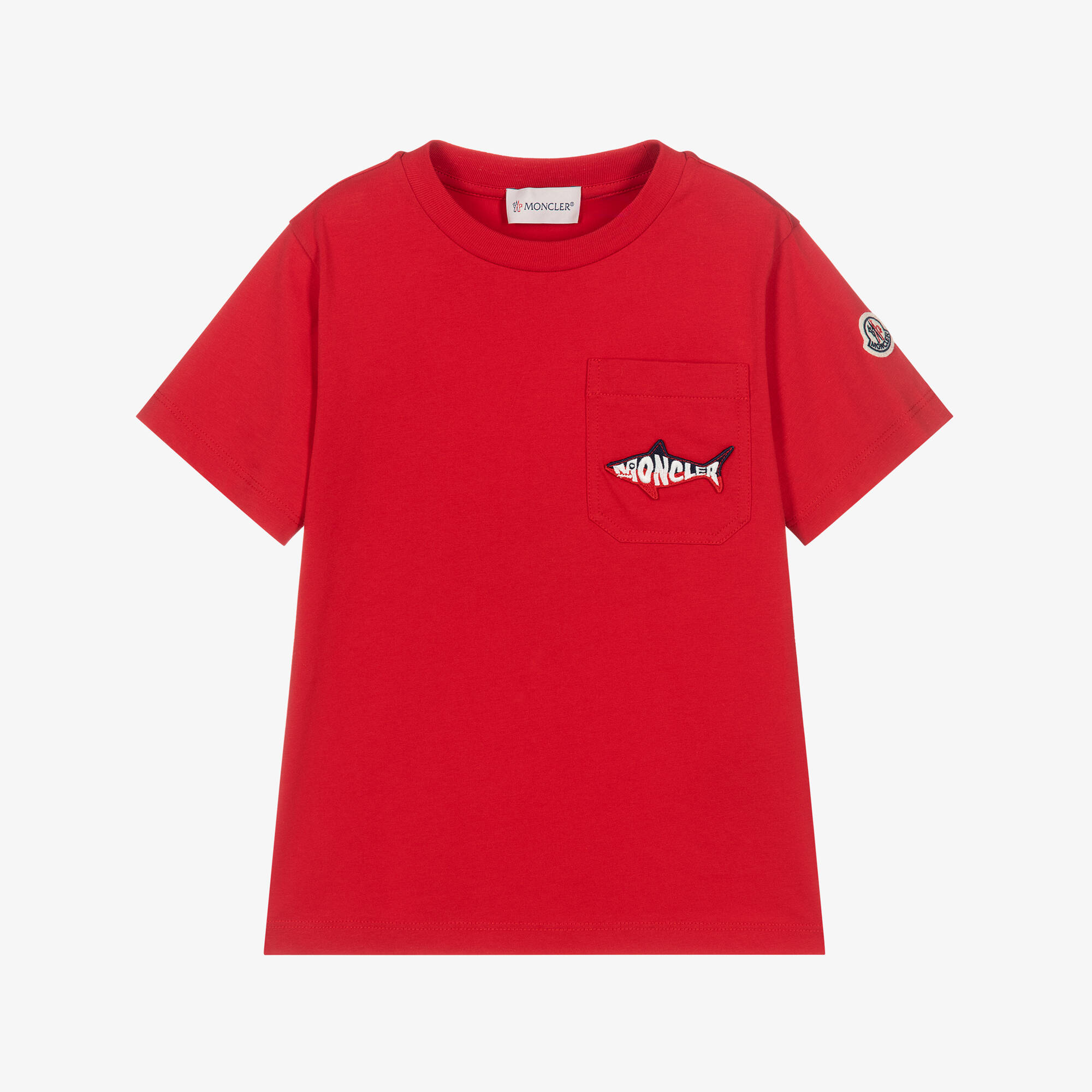 Moncler Enfant - Boys Red Cotton Shark T-Shirt | Childrensalon