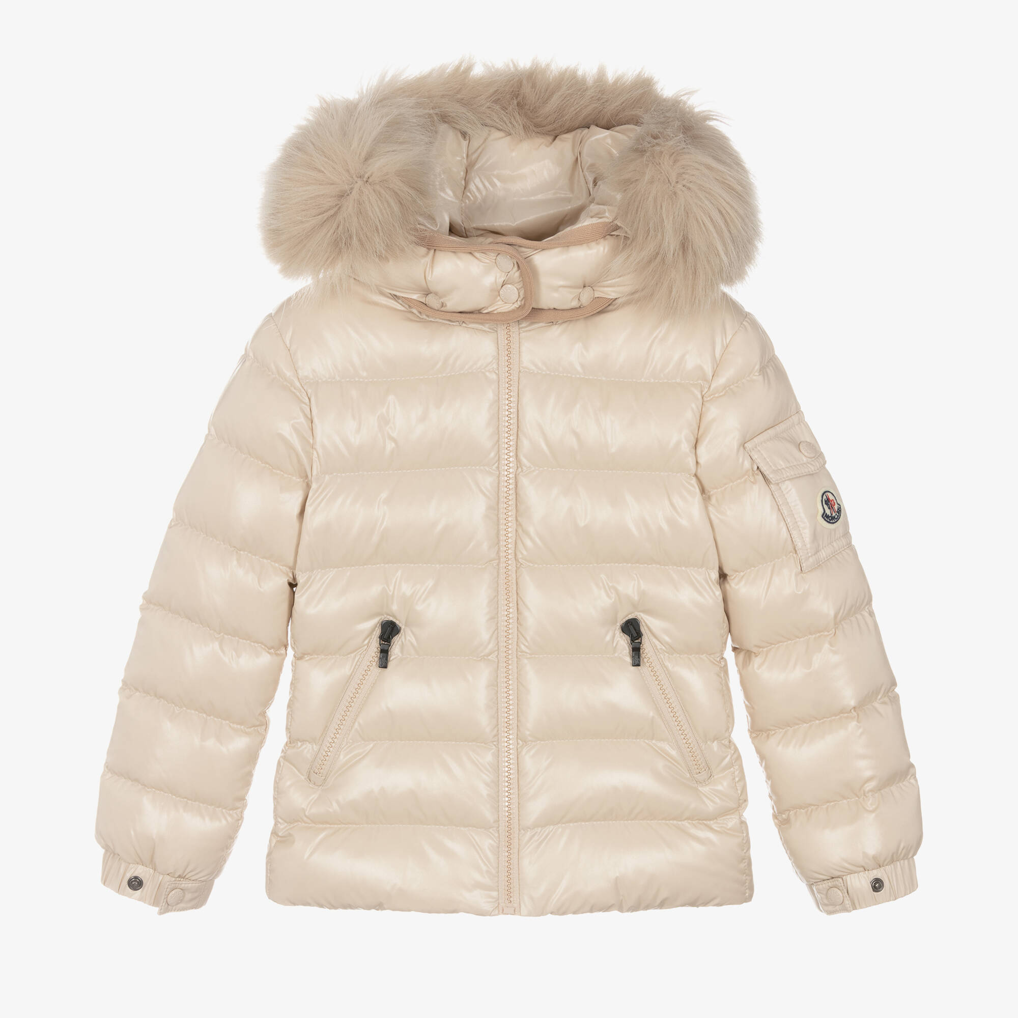 Moncler Enfant - Girls Beige Down Padded Badyf Jacket | Childrensalon