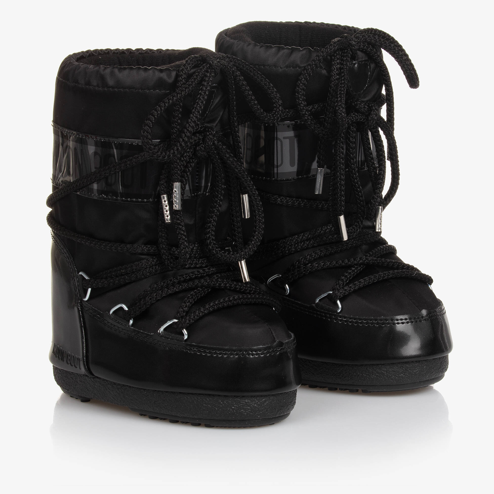 Moon Boot Icon Glance スノーブーツ Moon Boot - Black Icon Glance Satin Snow Boots | Childrensalon