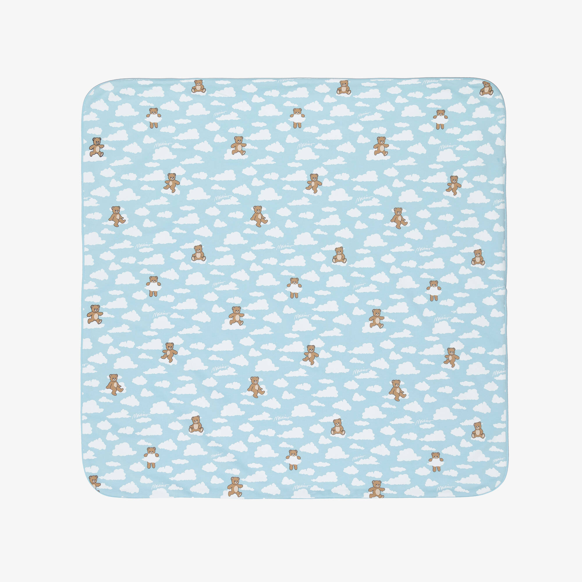 Moschino - Blue Cotton Teddy Bear & Cloud Print Blanket (70cm ...