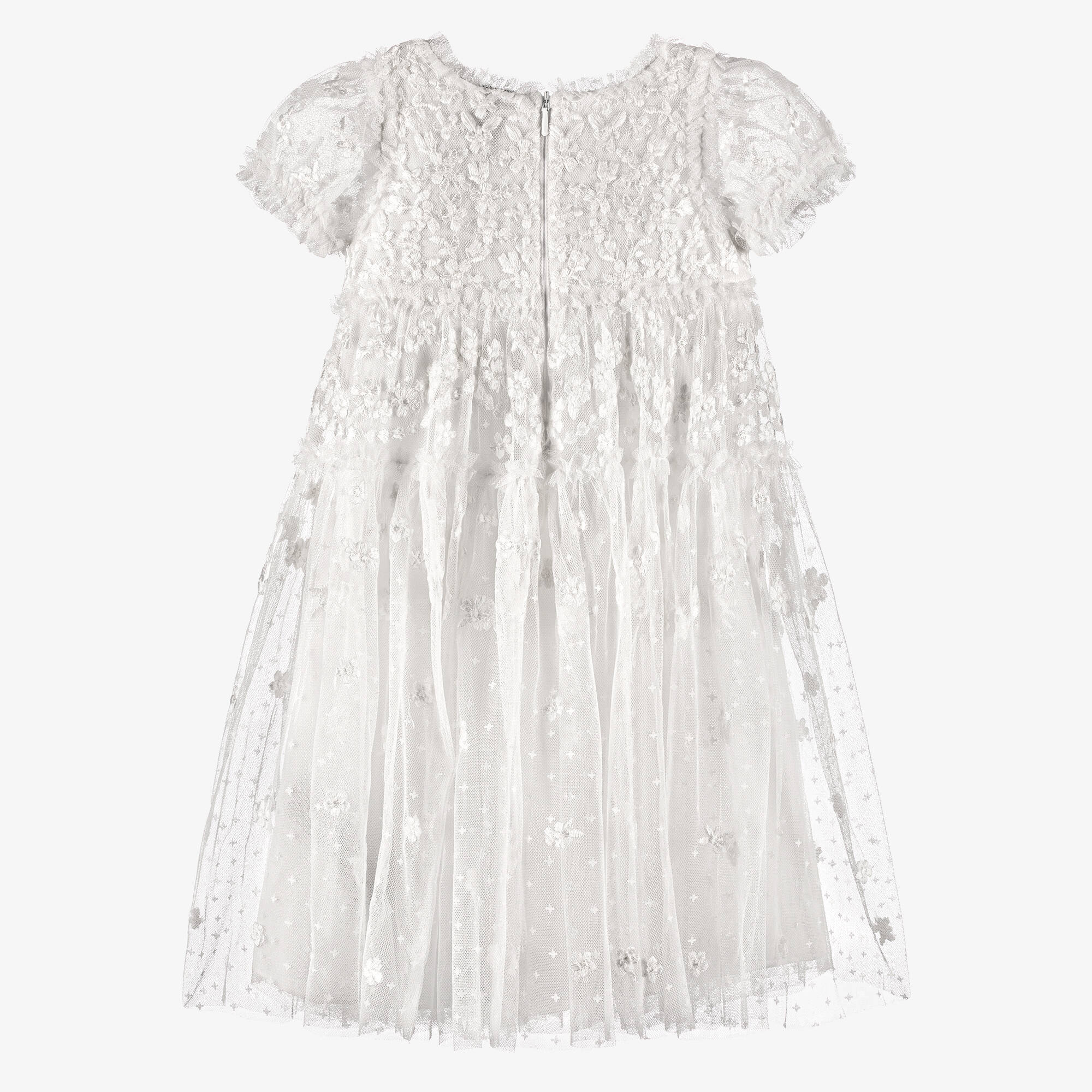 Needle & Thread - Baby Girls White Embroidered Garland Tulle Dress ...
