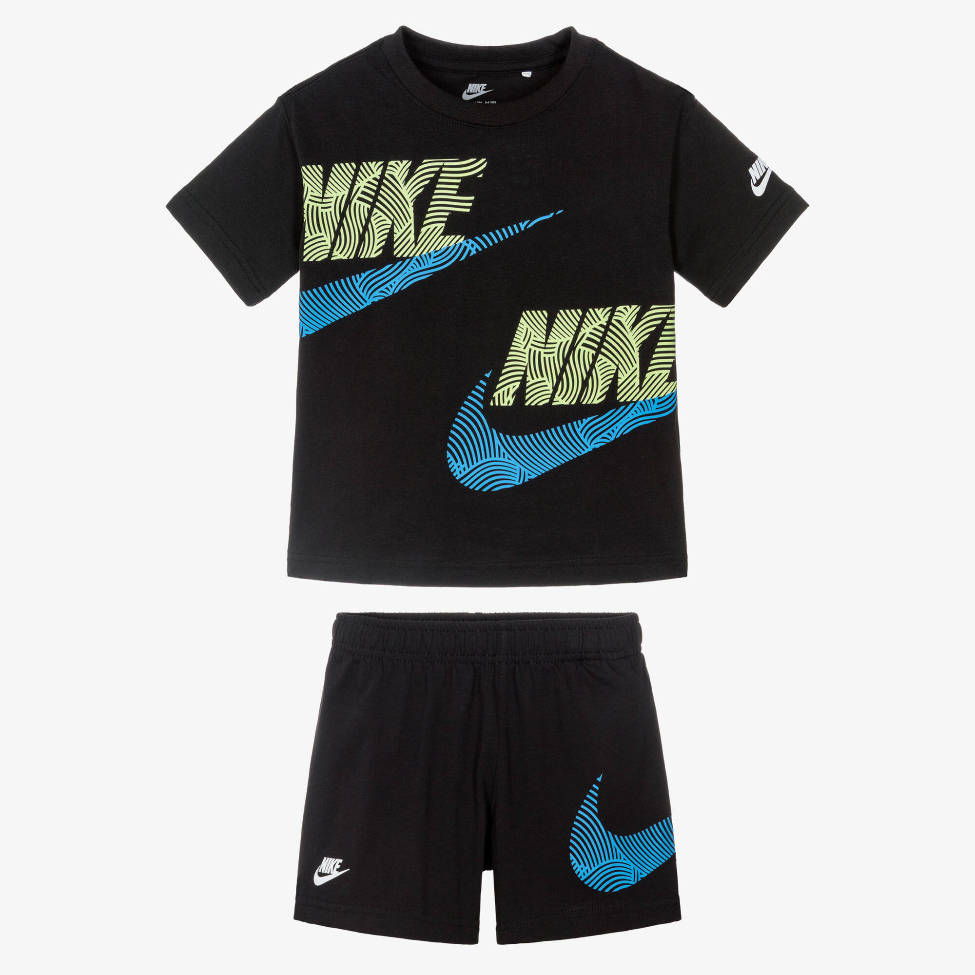 Nike - Boys Black Double Swoosh Logo Shorts Set | Childrensalon