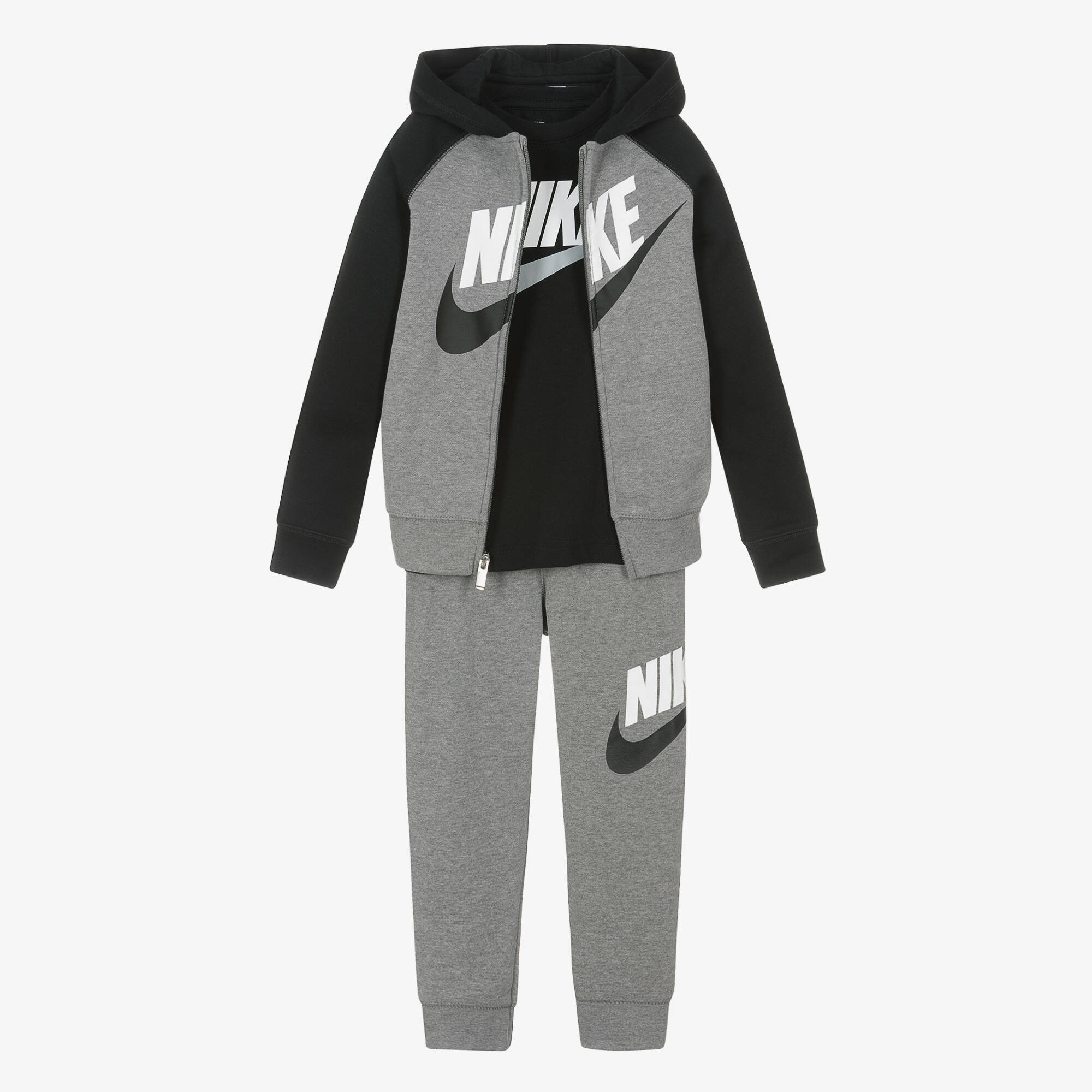 grey and black nike air tracksuit